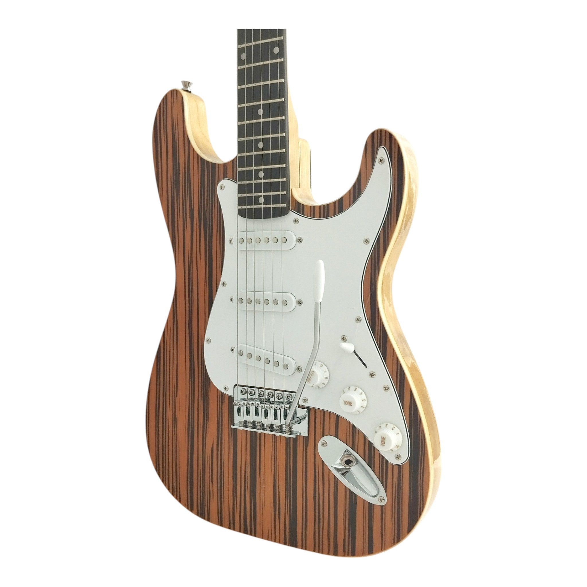 Haze HSST19 Brown Striped Lightweight Electric Guitar with Whammy + 10W Amp. (Optional)