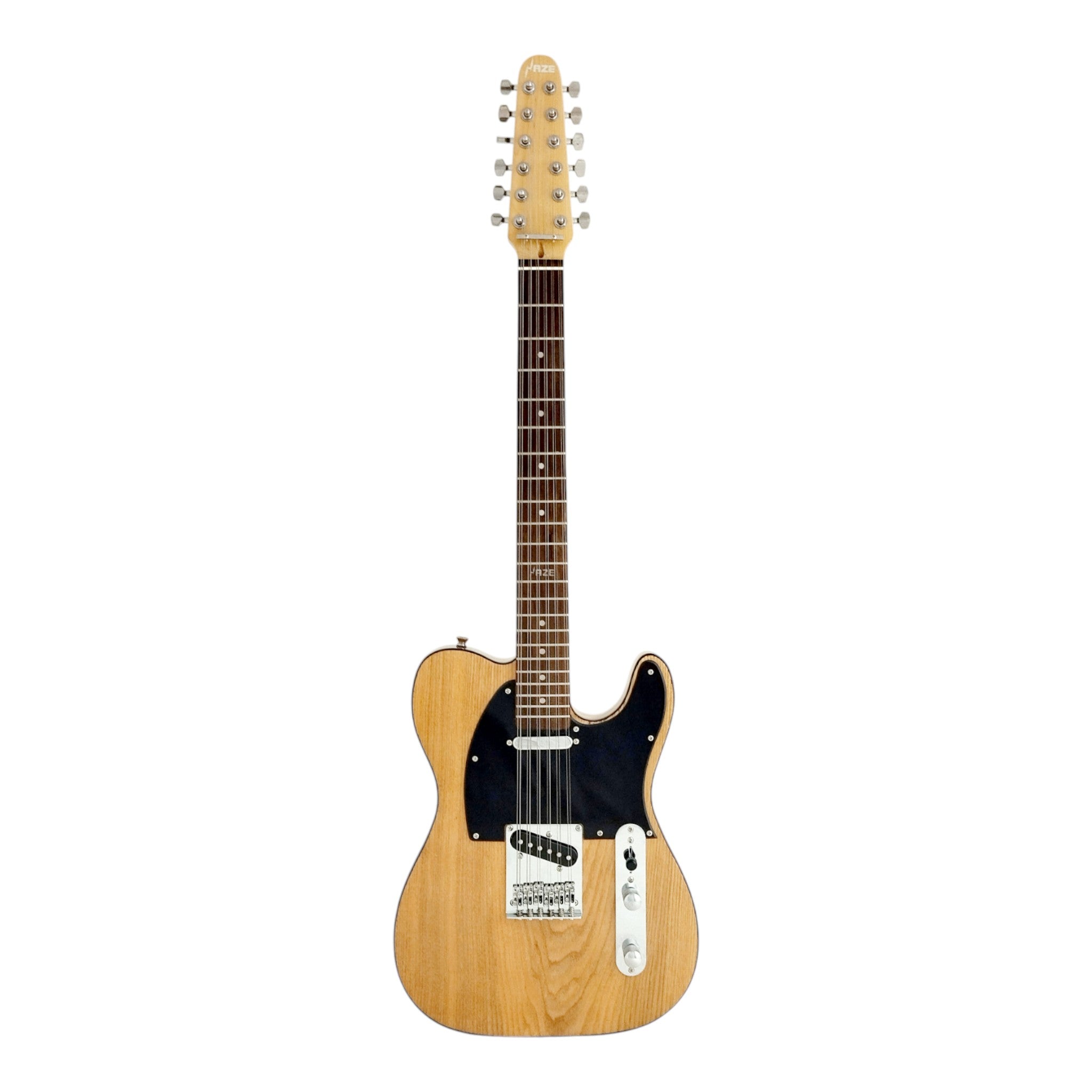Haze HSTL100 12-String SS Electric Guitar, Natural Gloss, Ash Burl