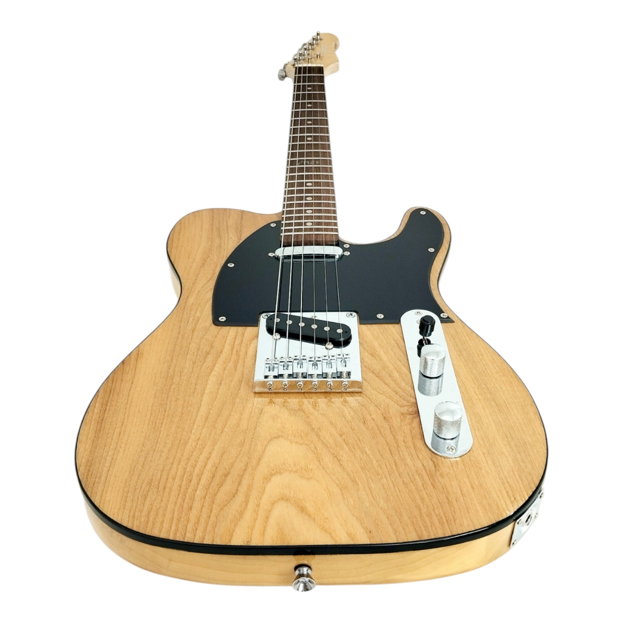 Haze HSTL191 Natural Electric Guitar with Ash Burl Top + 10W Amp. (Optional)