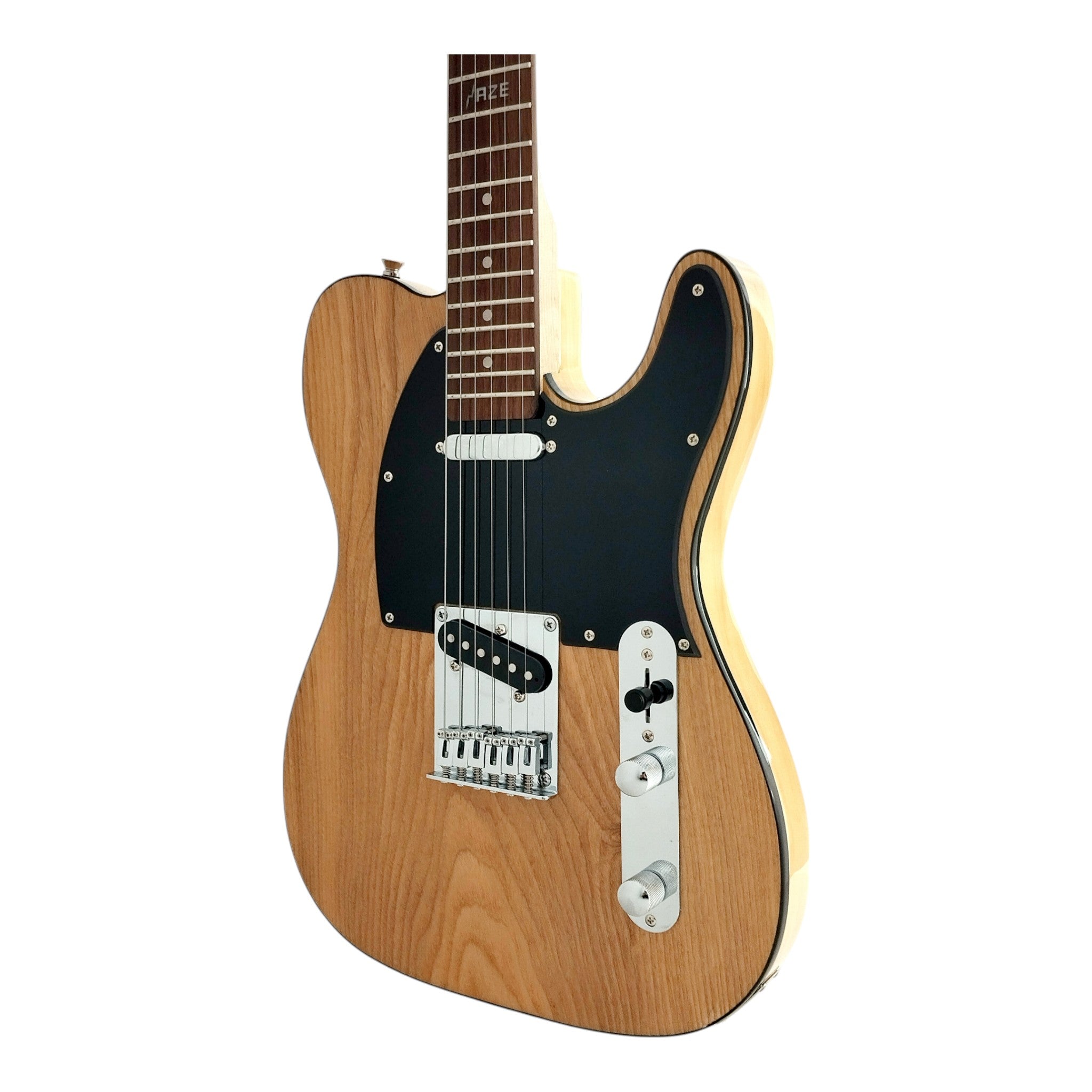 Haze HSTL191 Natural Electric Guitar with Ash Burl Top + 10W Amp. (Optional)