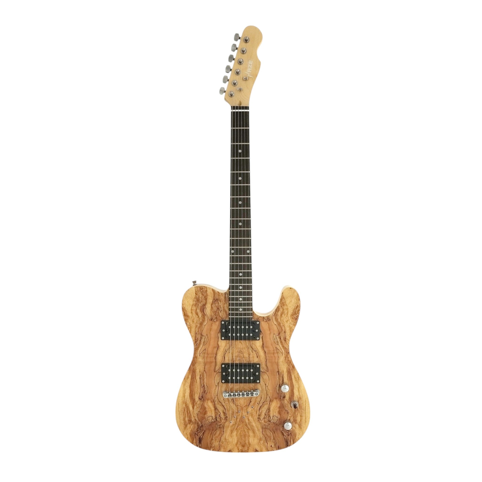 Haze HSTL192 Spalted Maple Electric Guitar with Dual Humbuckers