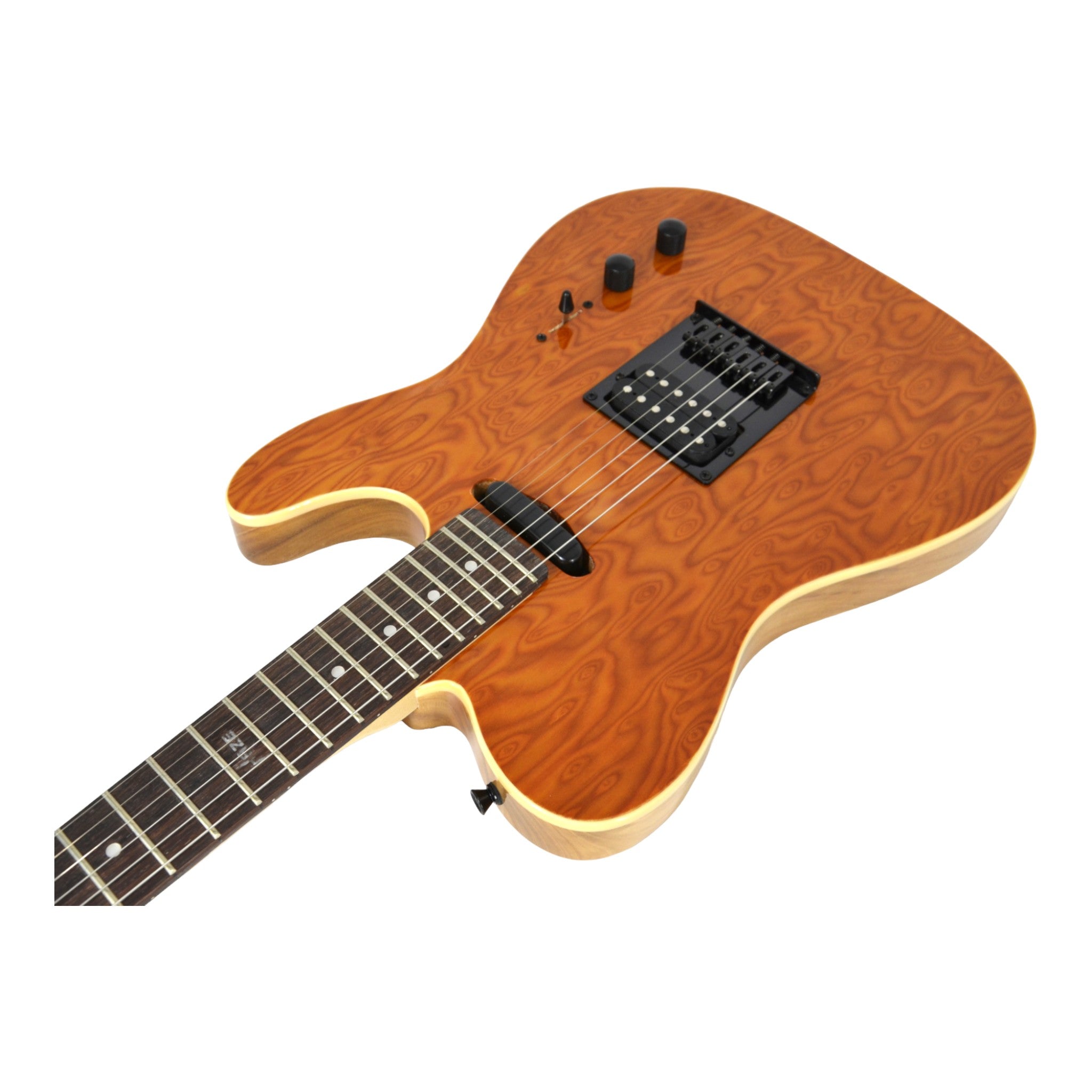 Haze HSTL1930 Orange Swirl Lightweight Electric Guitar with Paulownia Top + 10W Amp. (Optional)