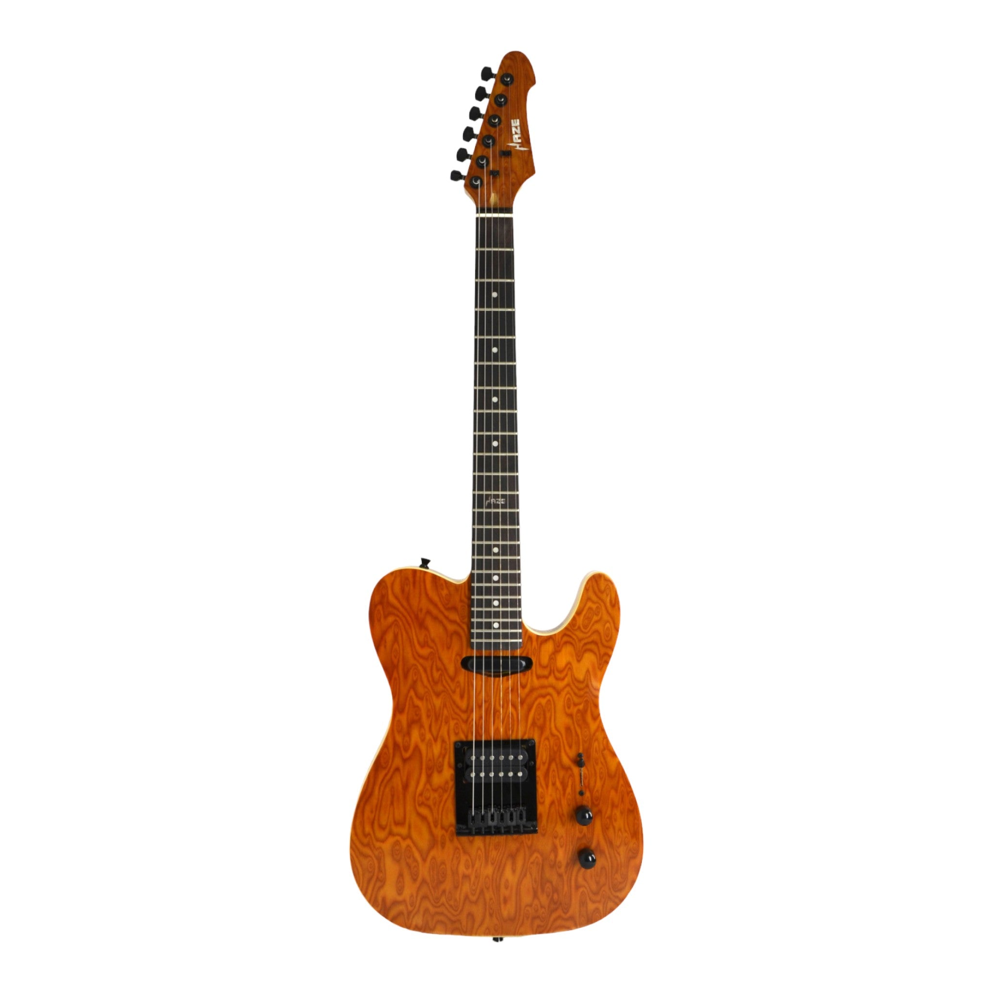 Haze HSTL1930 Orange Swirl Lightweight Electric Guitar with Paulownia Top + 10W Amp. (Optional)