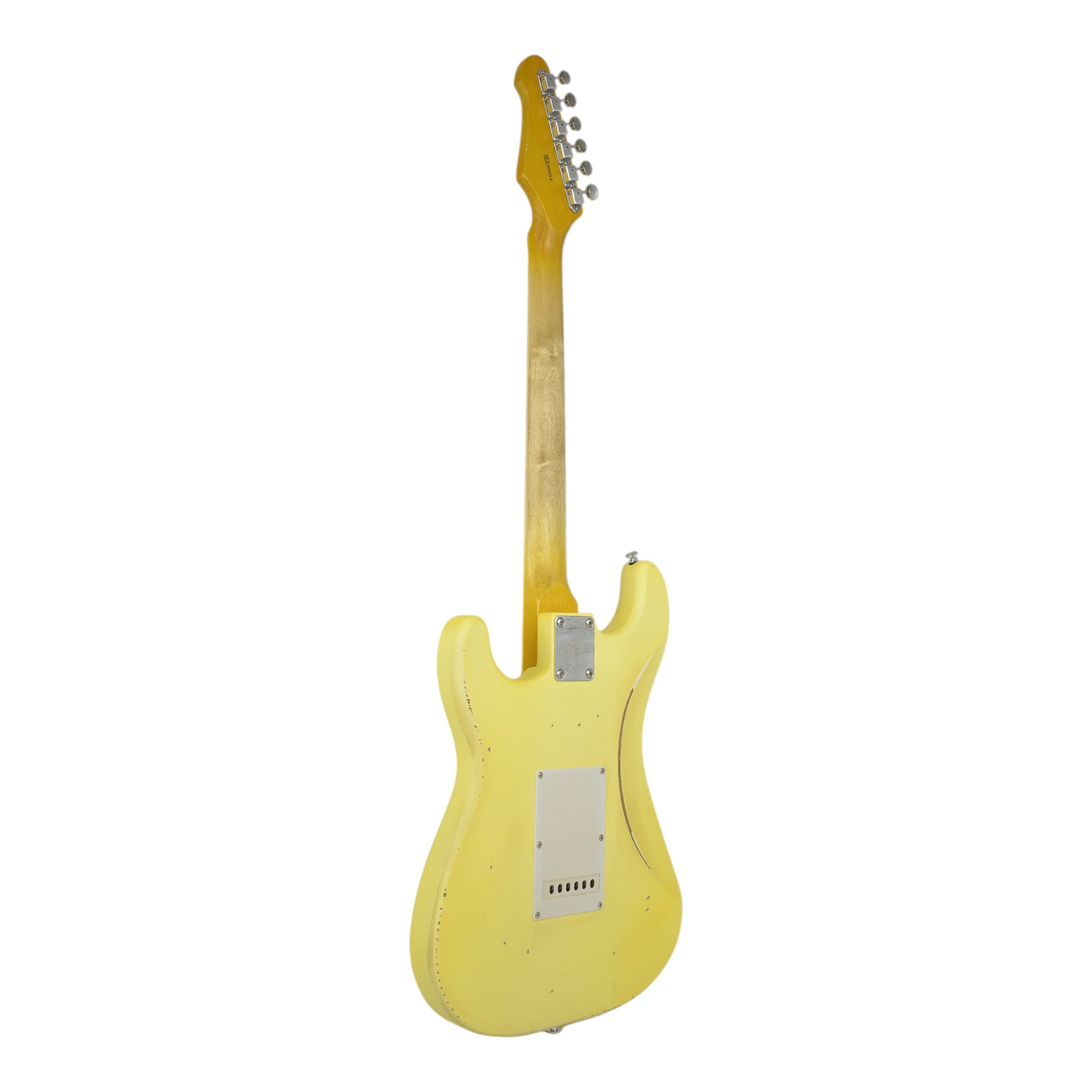 Haze HSVTGSTAM Iconic Yellow Relic Electric Guitar with Scalloped Fretboard