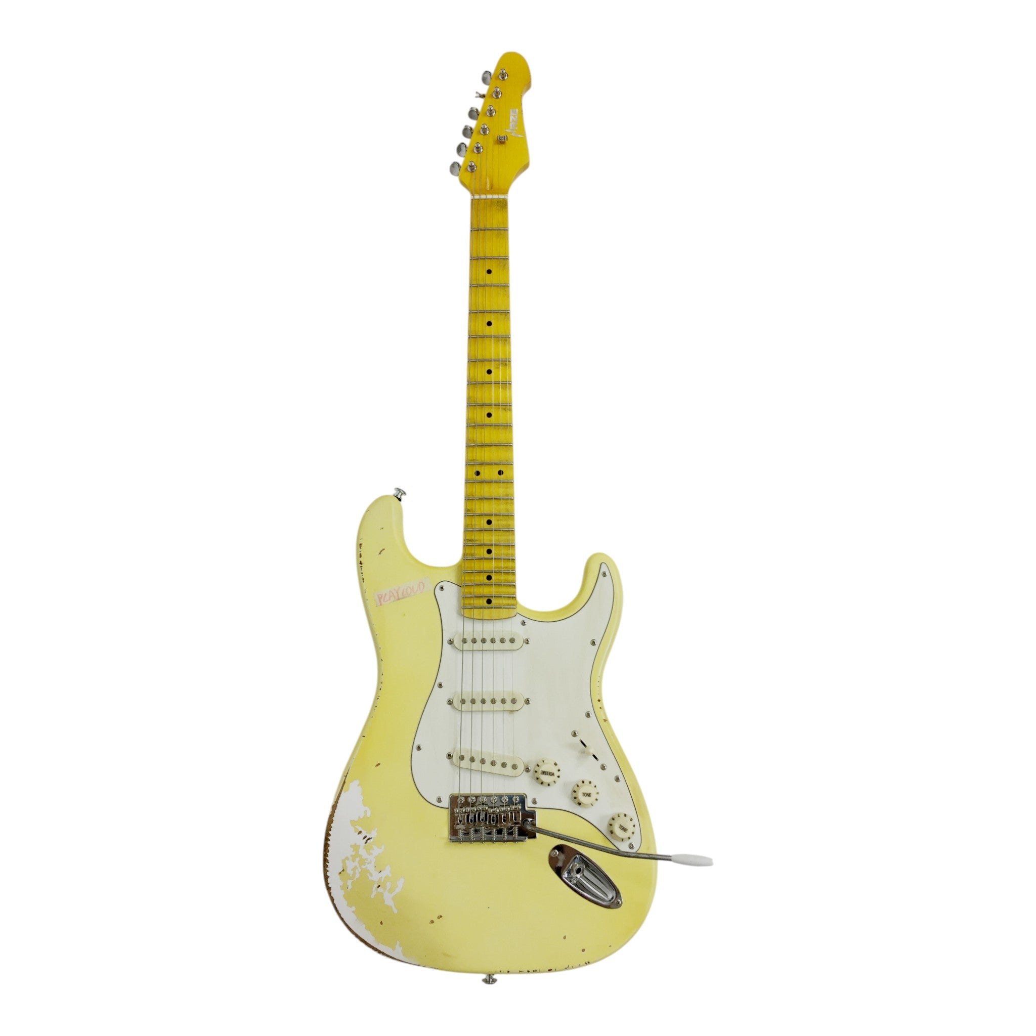Haze HSVT Iconic Yellow Relic Electric Guitar with Scalloped Fretboard