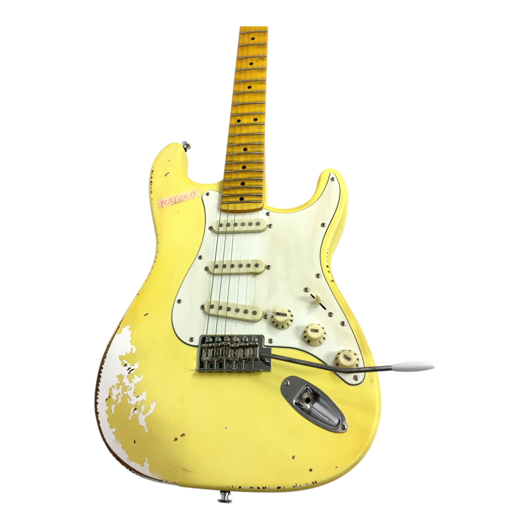 Haze HSVTGSTAM Iconic Yellow Relic Electric Guitar with Scalloped Fretboard