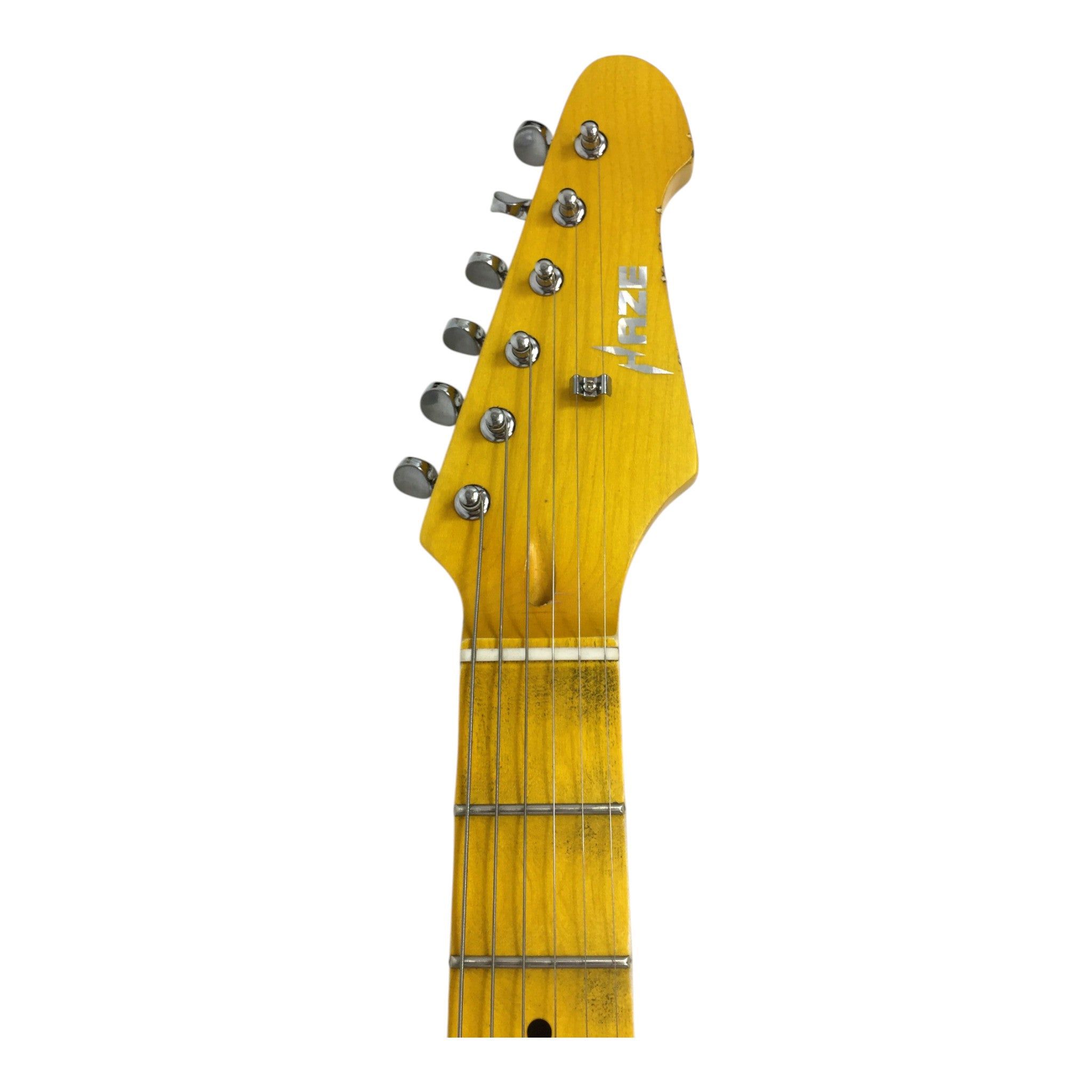 Haze HSVTGSTAM Iconic Yellow Relic Electric Guitar with Scalloped Fretboard