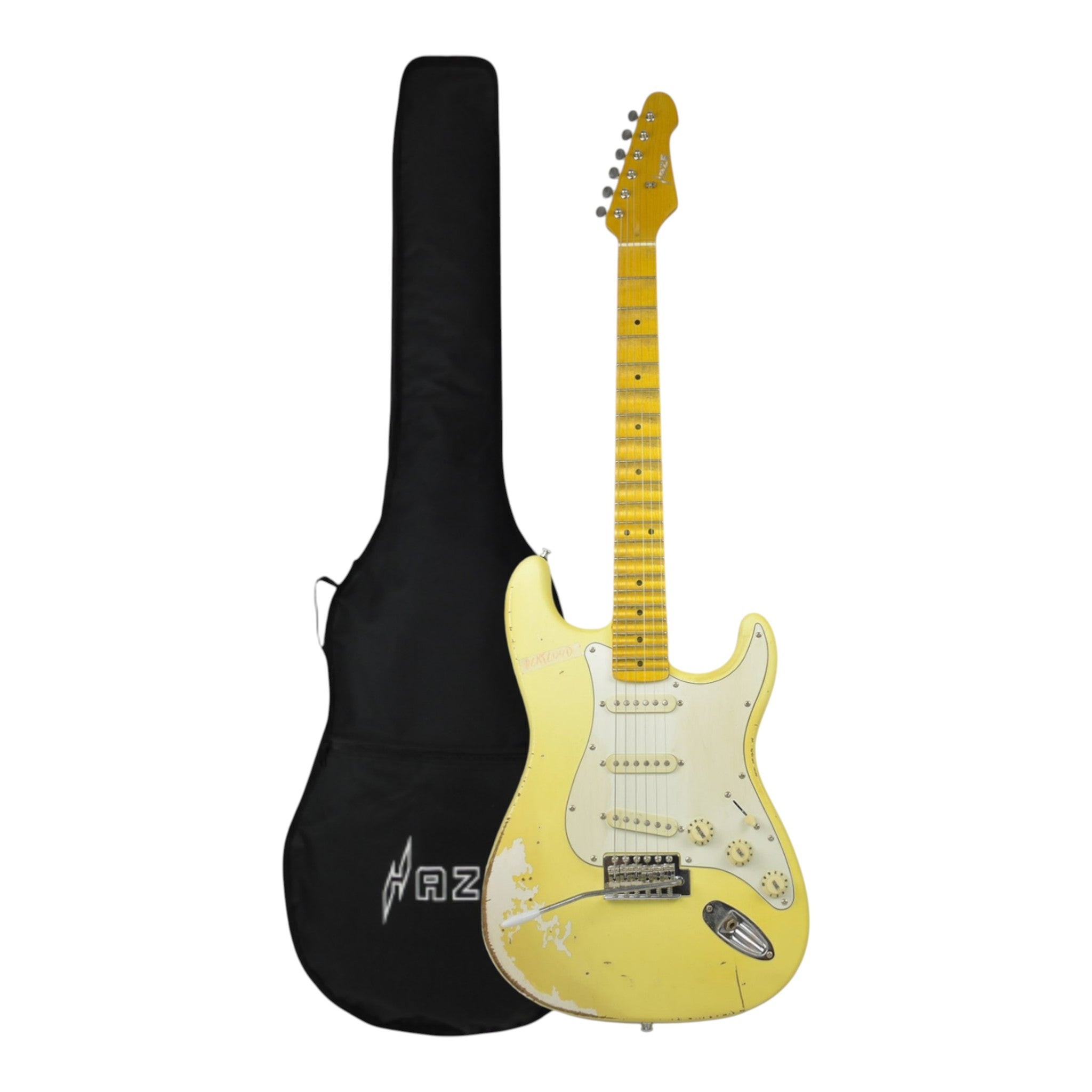 Haze HSVT Iconic Yellow Relic Electric Guitar with Scalloped Fretboard