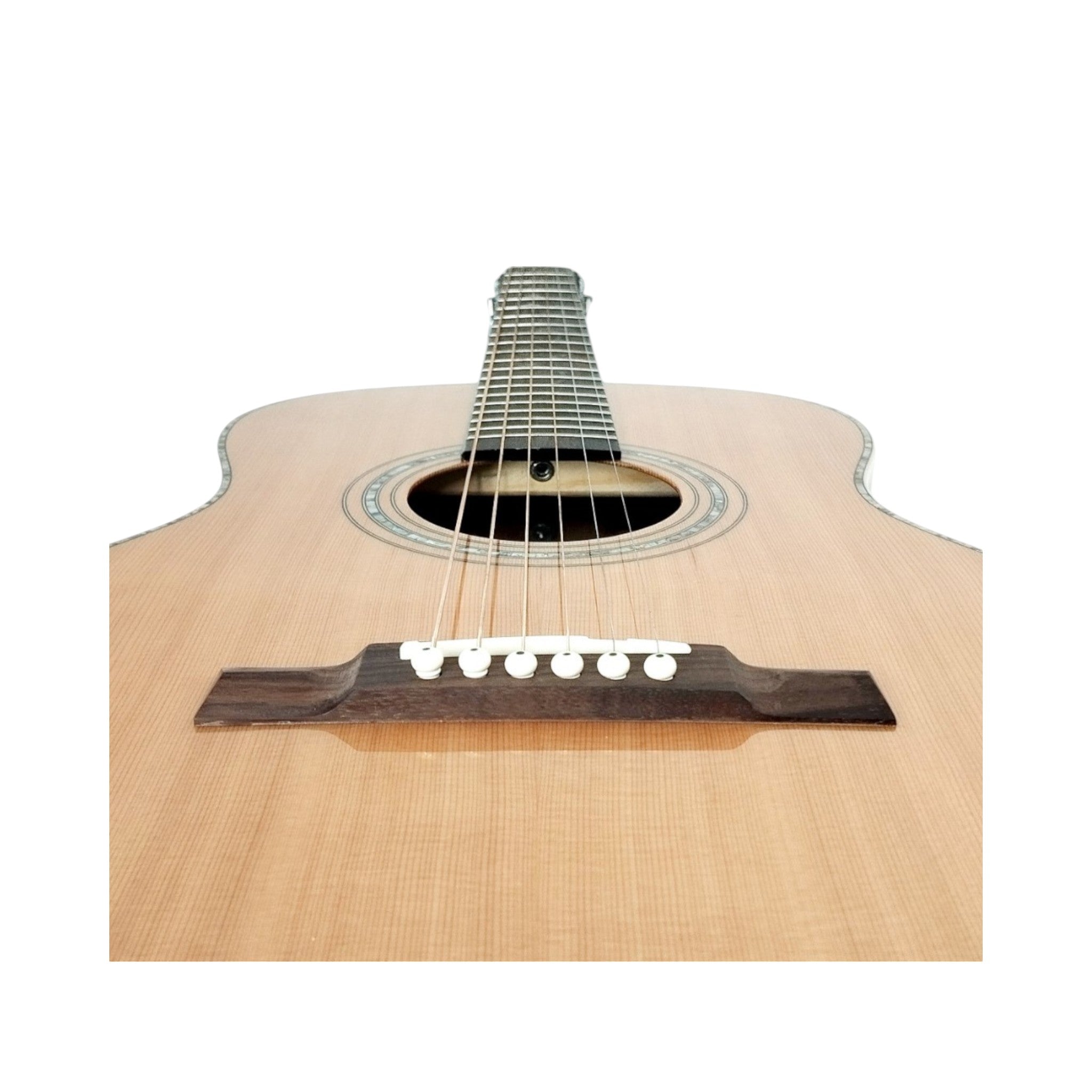 Haze Lotus CREQ Concert Acoustic-Electric Guitar – Solid Cedar Top, Gloss Natural, Abalone Vine Inlay