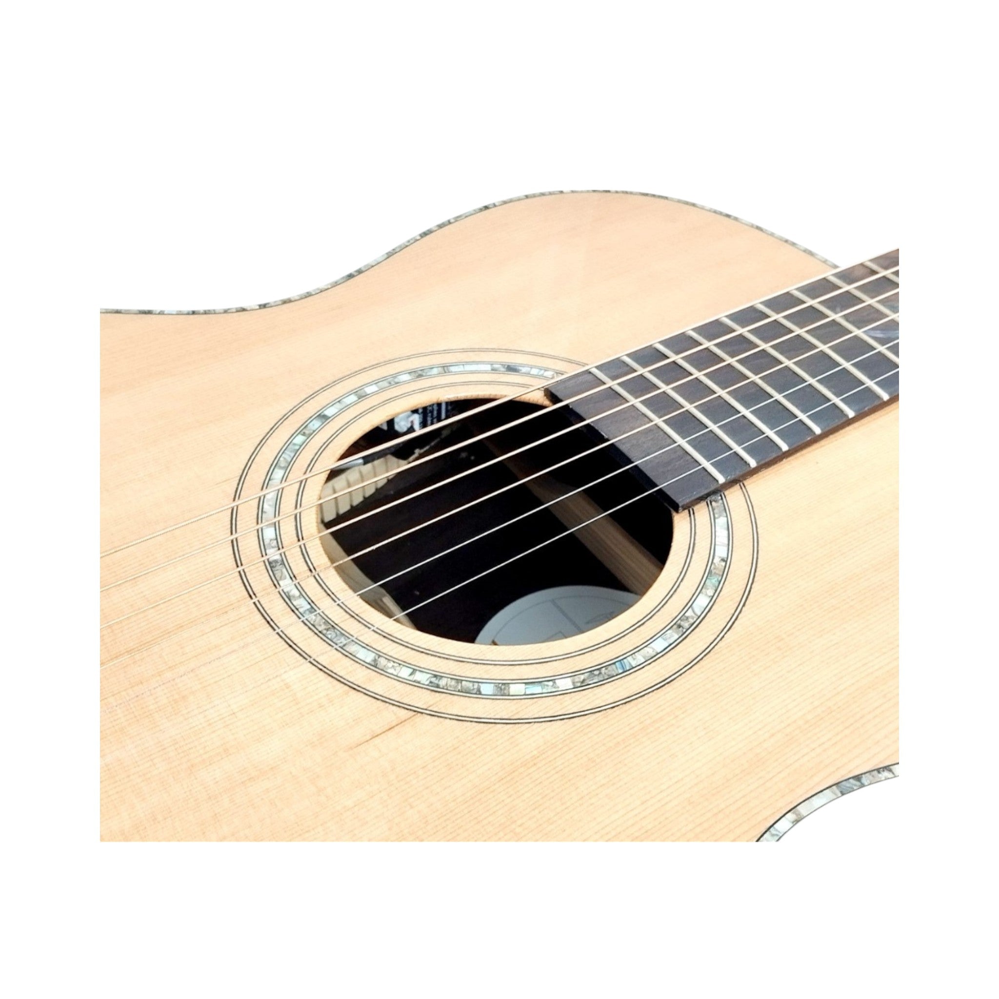 Haze Lotus CREQ Concert Acoustic-Electric Guitar – Solid Cedar Top, Gloss Natural, Abalone Vine Inlay