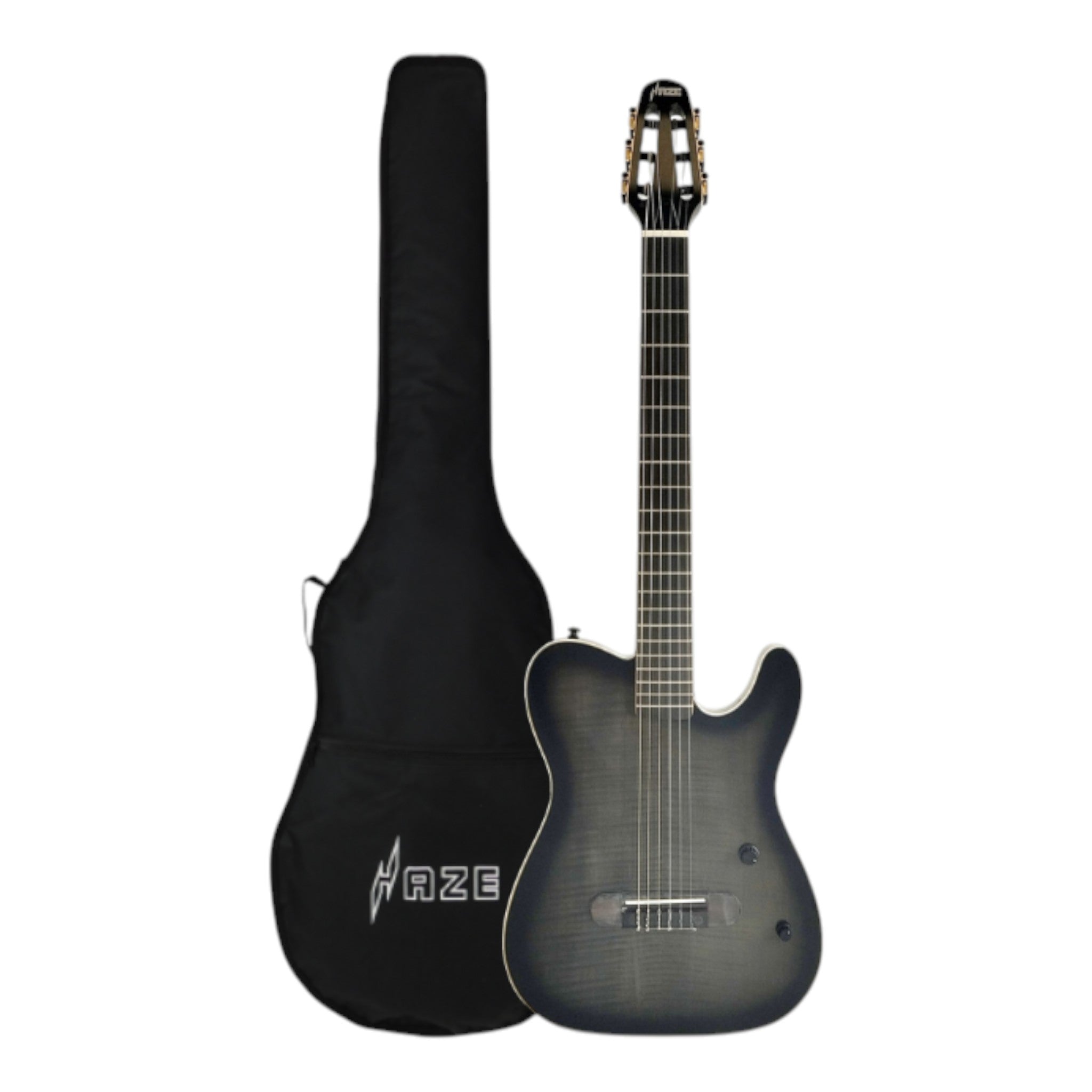 Haze MRC601 Blackburst Nylon String Classical-Electric Guitar with Piezo Pickup