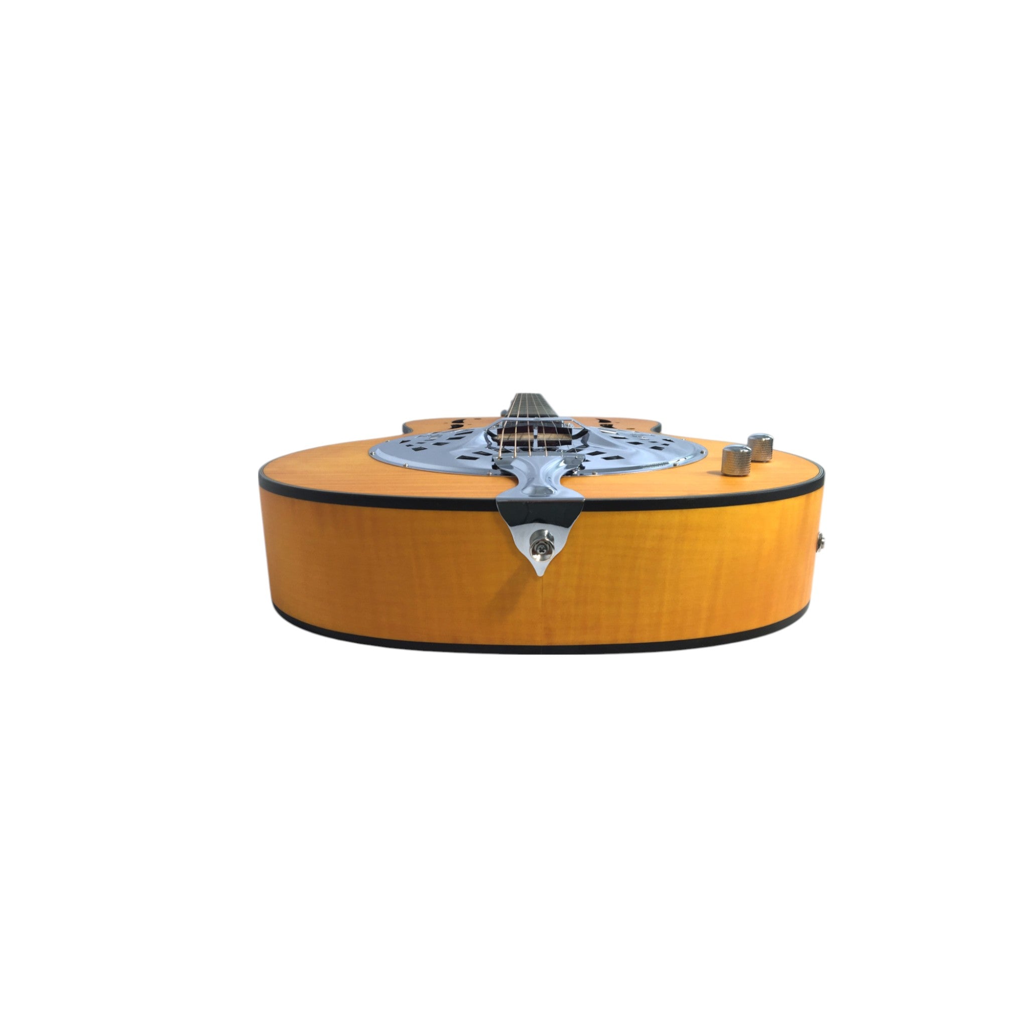 Haze SDG727 Roundneck Resonator Guitar, Flame Maple, with Pickups + Free Gig Bag