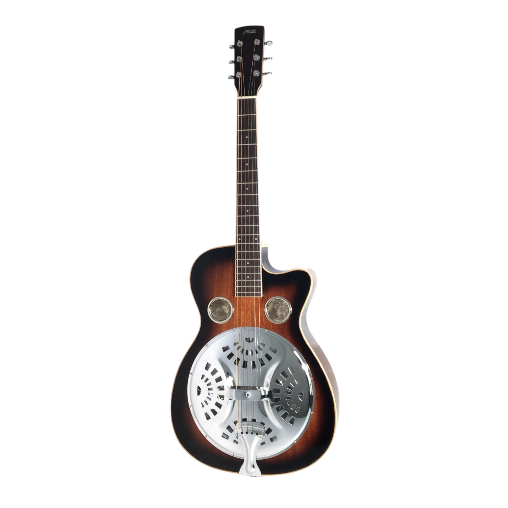 Haze SDG738 All-Mahogany Roundneck Resonator Guitar, Tobacco Sunburst with Bag