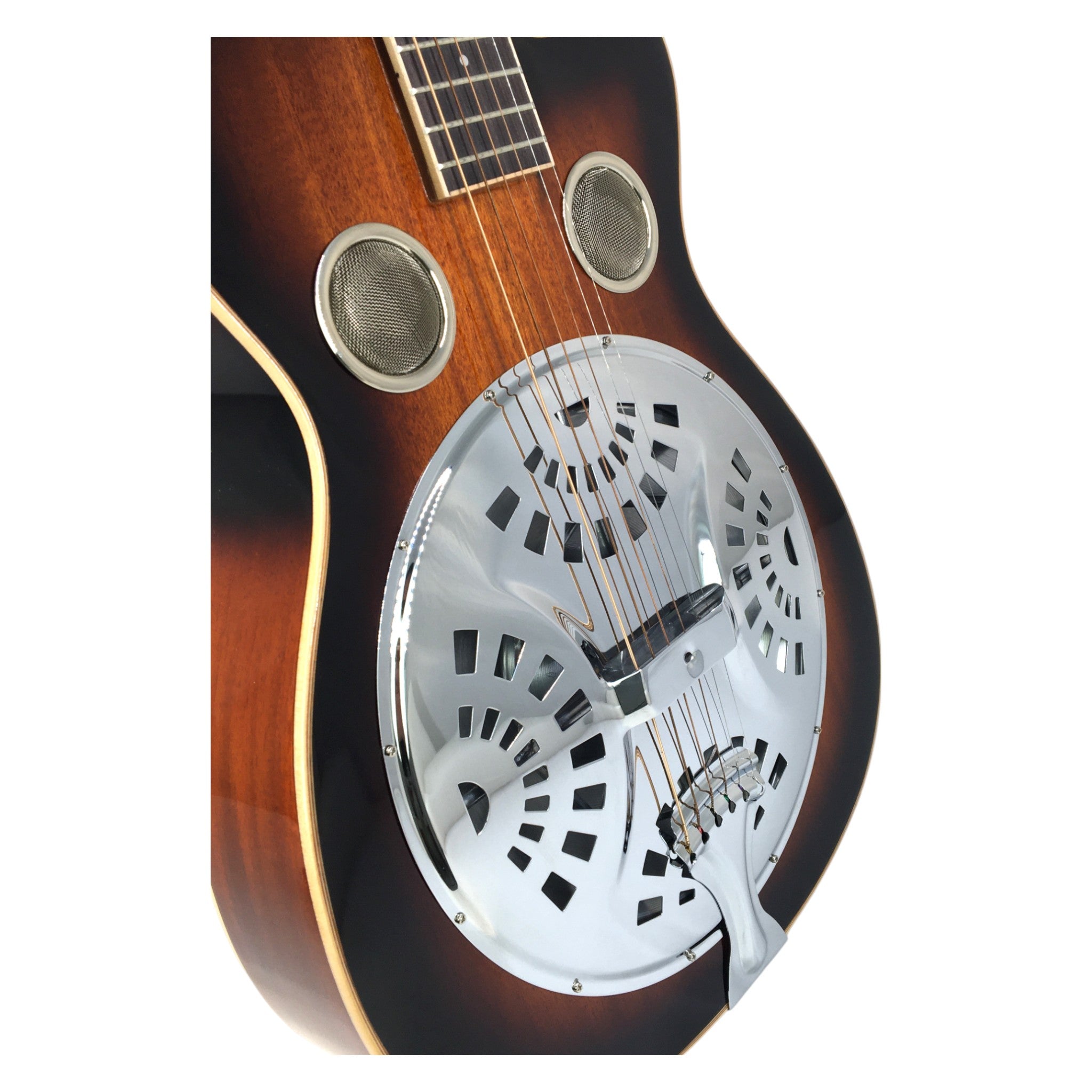 Haze SDG738 All-Mahogany Roundneck Resonator Guitar, Tobacco Sunburst with Bag