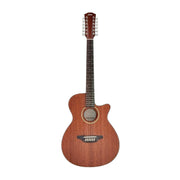 Haze SDG82712CEQSM 12-String Mahogany/Sapele Body Acoustic-Electric Guitar with Height Adjustable Saddle VBT