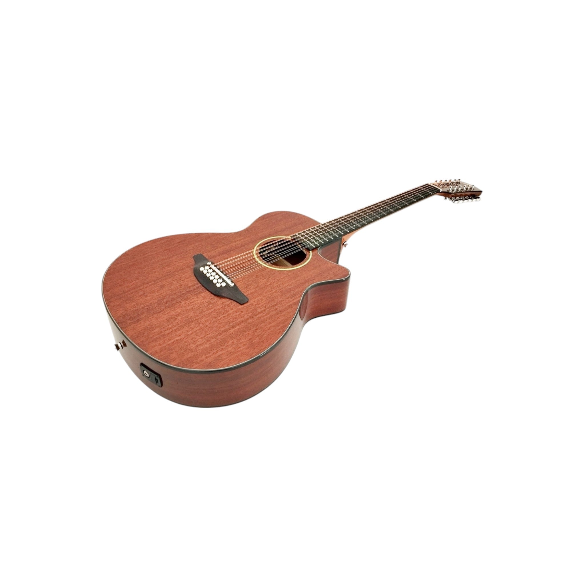 Haze SDG82712CEQSM 12-String Mahogany/Sapele Body Acoustic-Electric Guitar with Height Adjustable Saddle - Natural