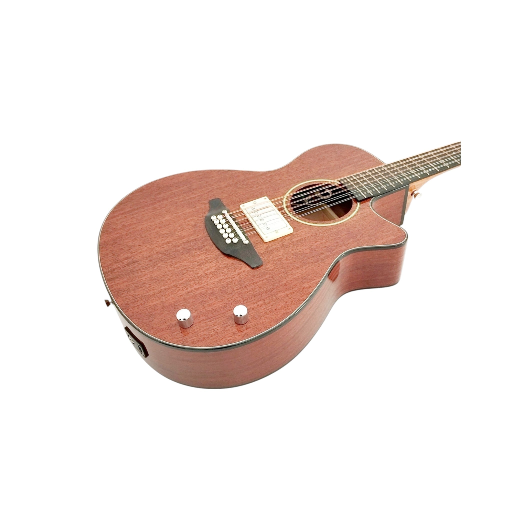 Haze SDG82812CHEQSM 12-String Hybrid Acoustic-Electric Guitar - Solid Mahogany Top Natural