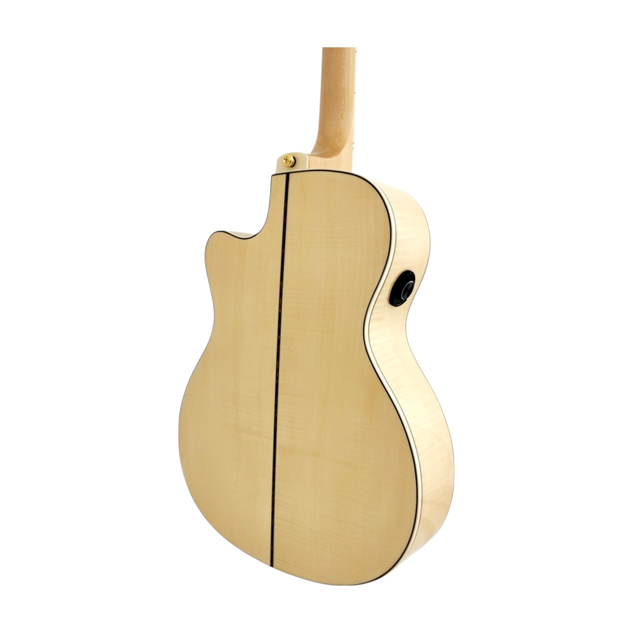Haze SDG837SPCEQN All Flame Maple with Double OS1 Vibration Pickup Cutaway Acoustic Guitar - Natural