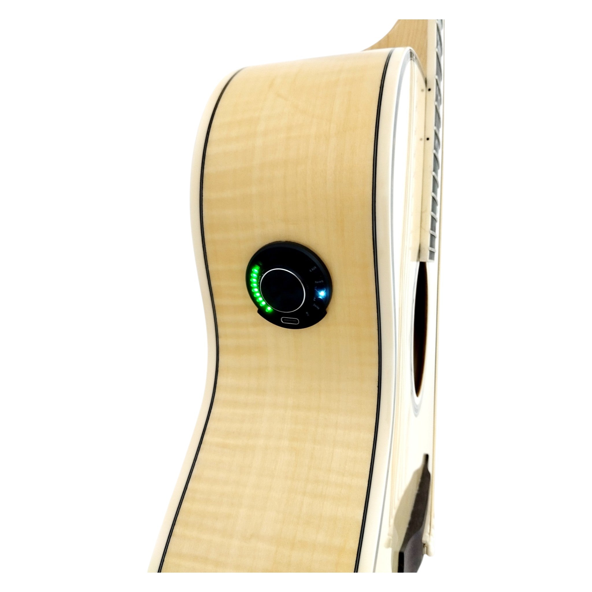 Haze SDG837SPCEQN All Flame Maple with Double OS1 Vibration Pickup Cutaway Acoustic Guitar - Natural