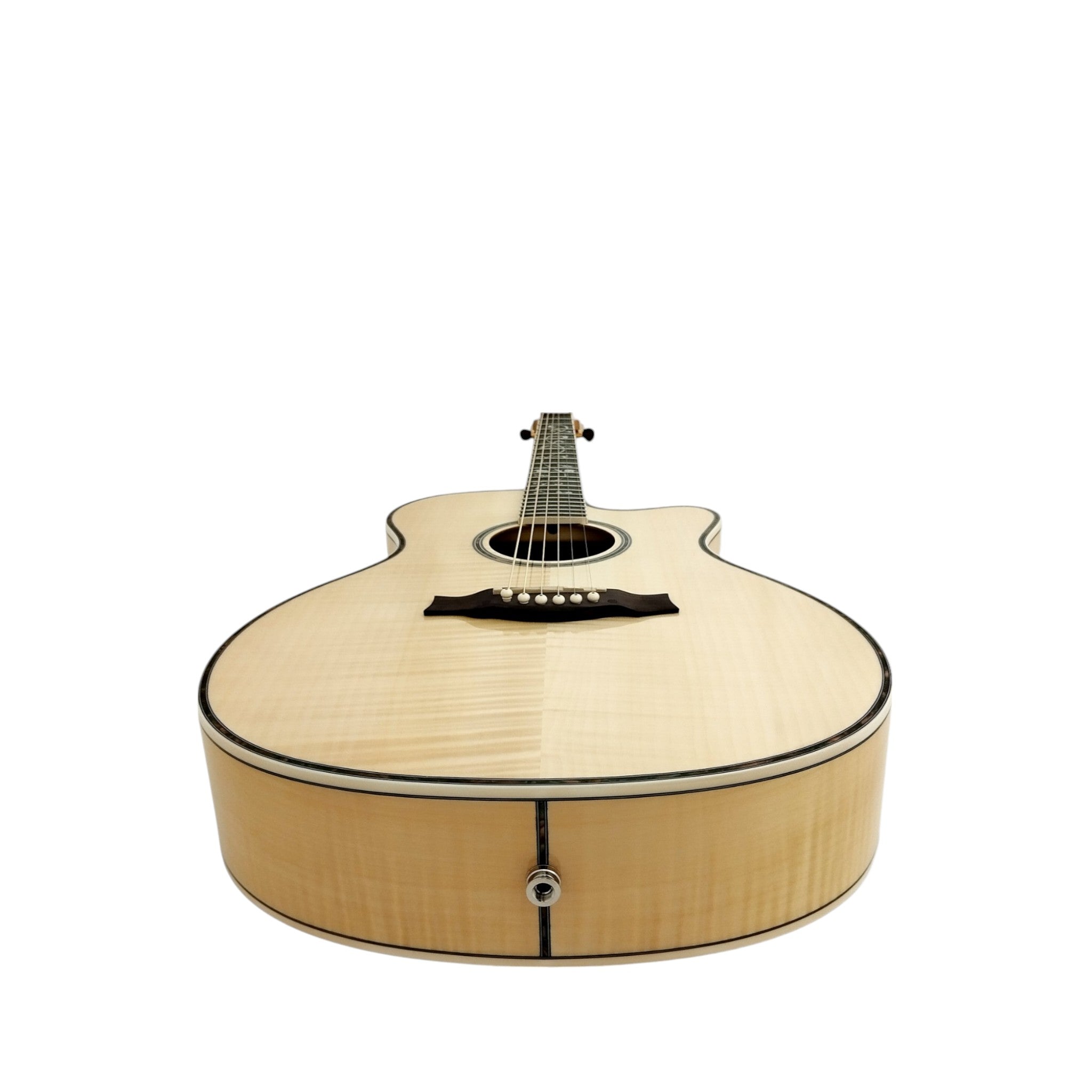 Haze SDG837SPCEQN All Flame Maple with Double OS1 Vibration Pickup Cutaway Acoustic Guitar - Natural