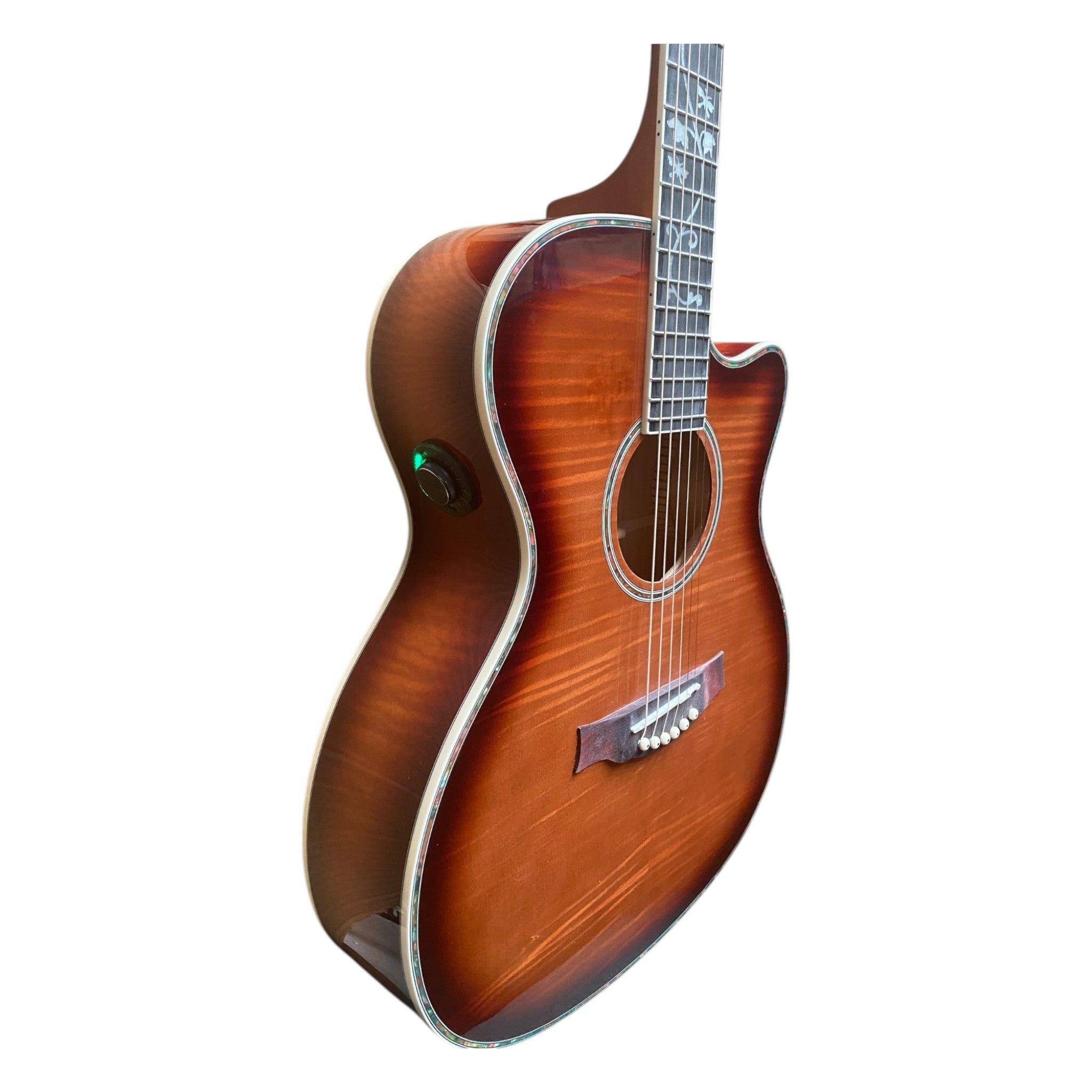 Haze SDG837 Smart Acoustic-Electric Guitar – Flame Maple, Gloss Sunburst, Built-In Reverb & Chorus
