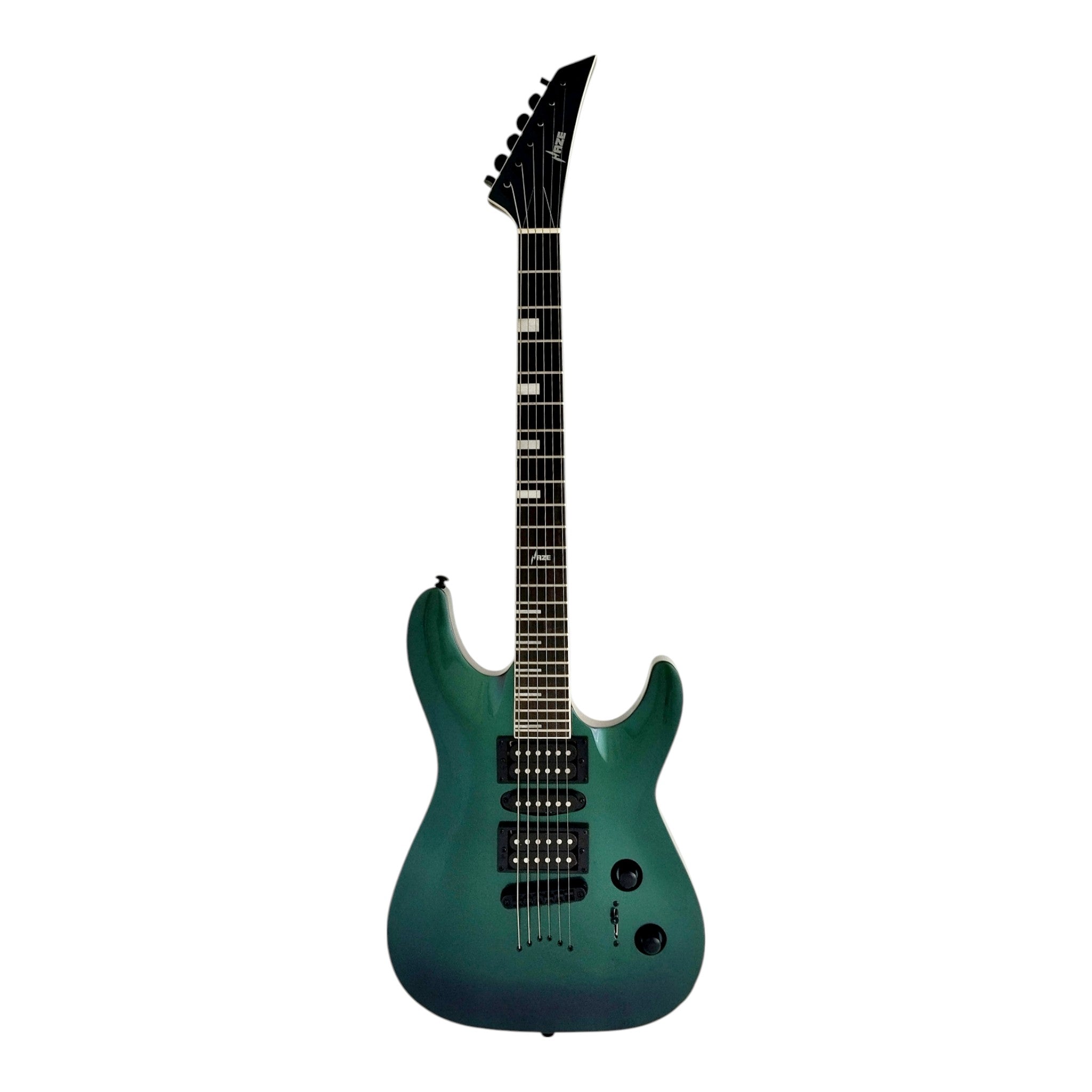 Haze SEG258 Chameleon Green/Purple Electric Guitar with HSH Pickups and Double Cutaway