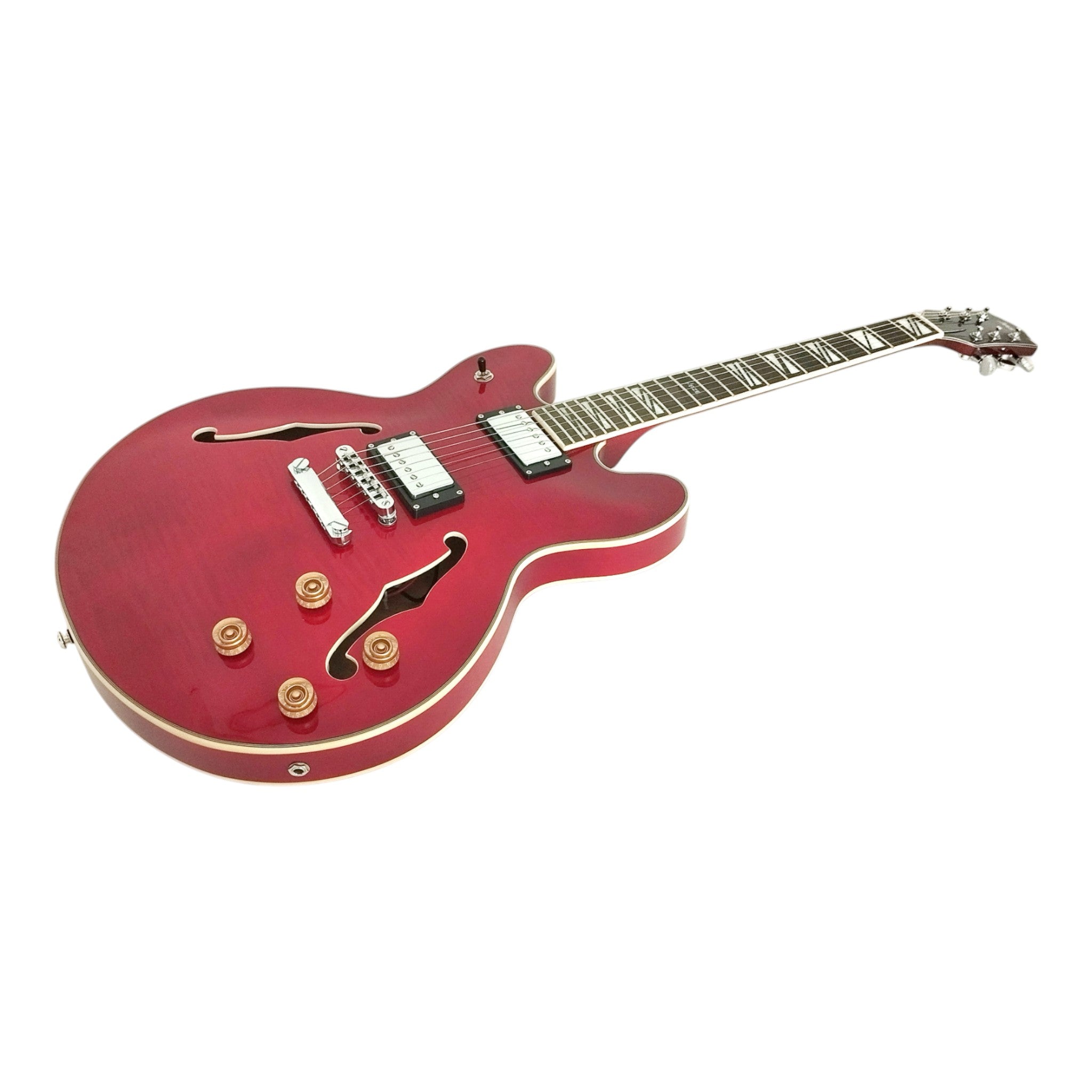 Haze SEG272 Cherry Red Semi-Hollow Electric Guitar with Dual Humbuckers
