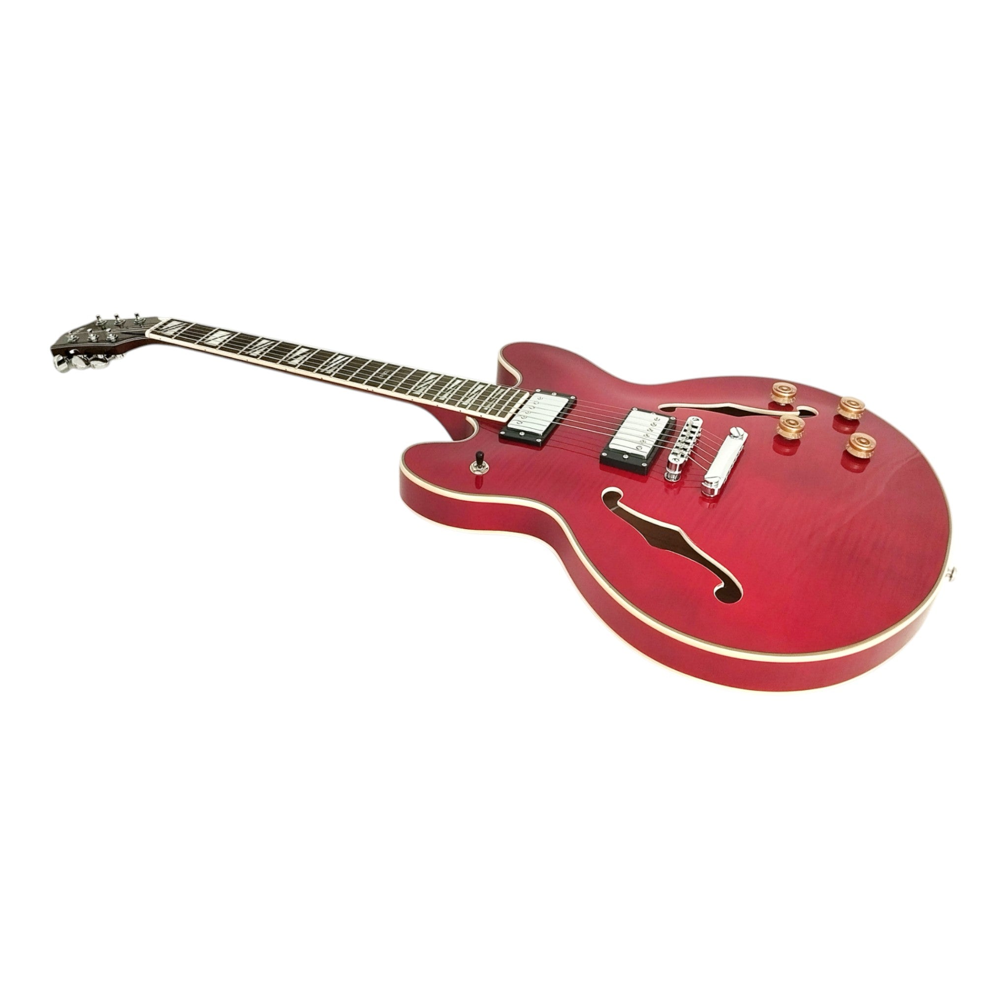 Haze SEG272 Cherry Red Semi-Hollow Electric Guitar with Dual Humbuckers