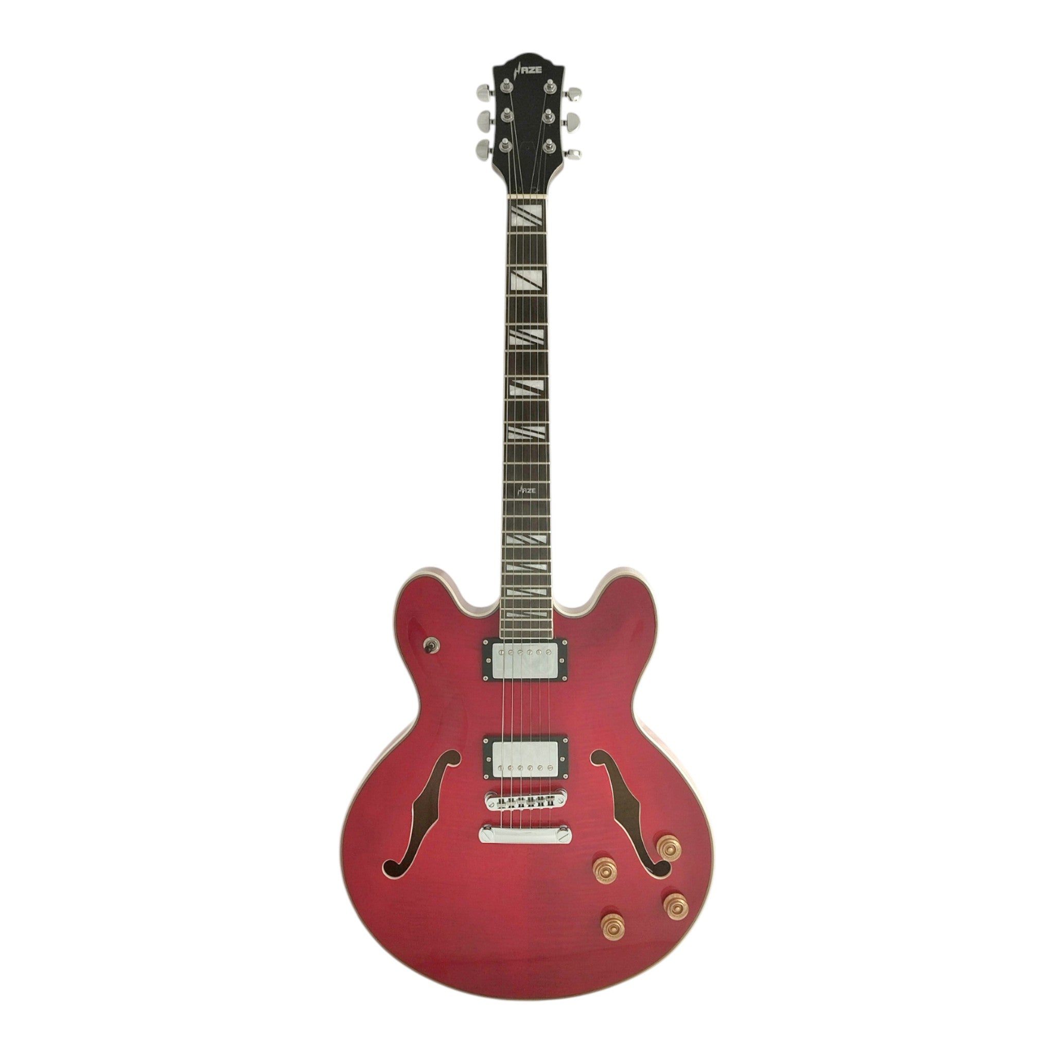 Haze SEG272 Cherry Red Semi-Hollow Electric Guitar with Dual Humbuckers