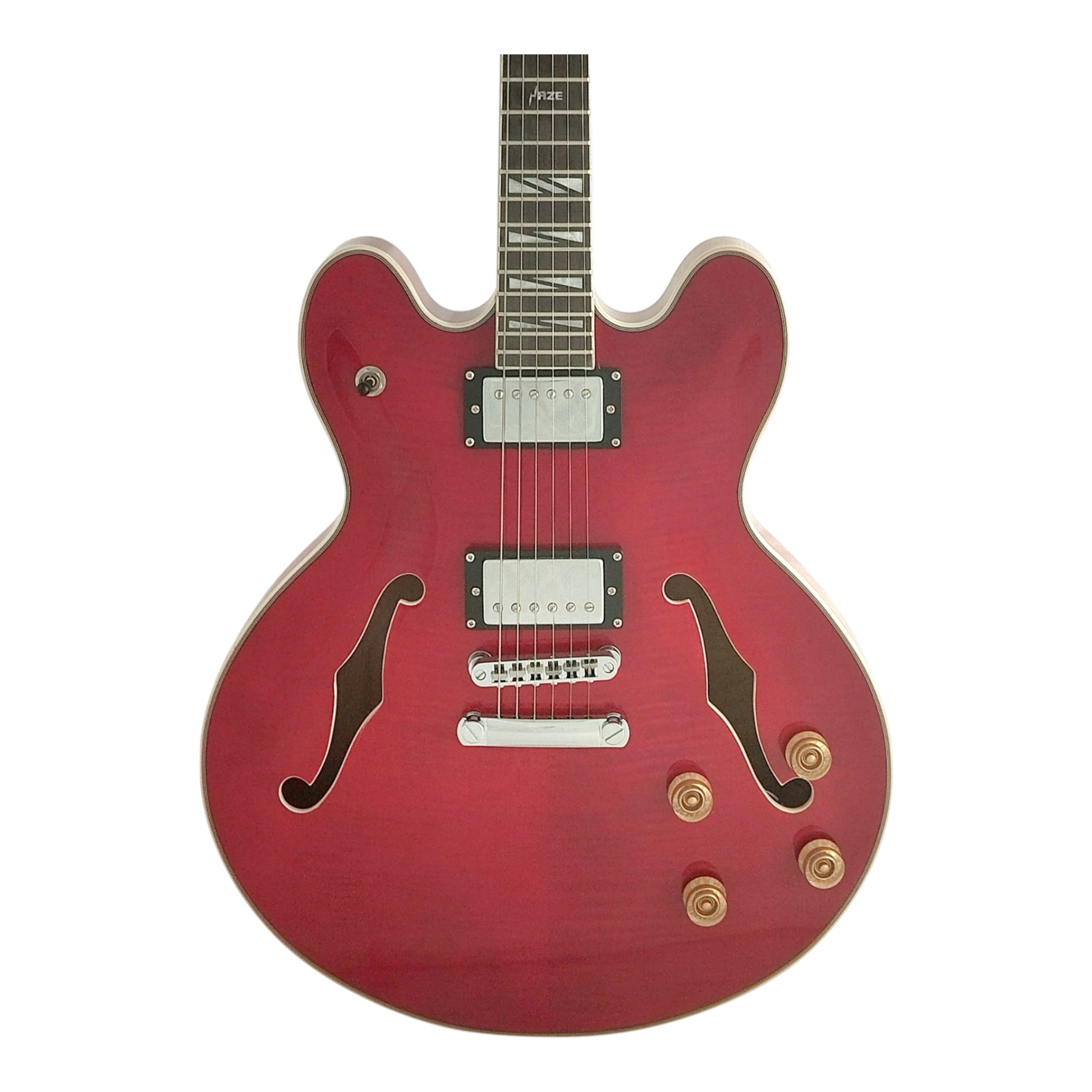Haze SEG272 Cherry Red Semi-Hollow Electric Guitar with Dual Humbuckers