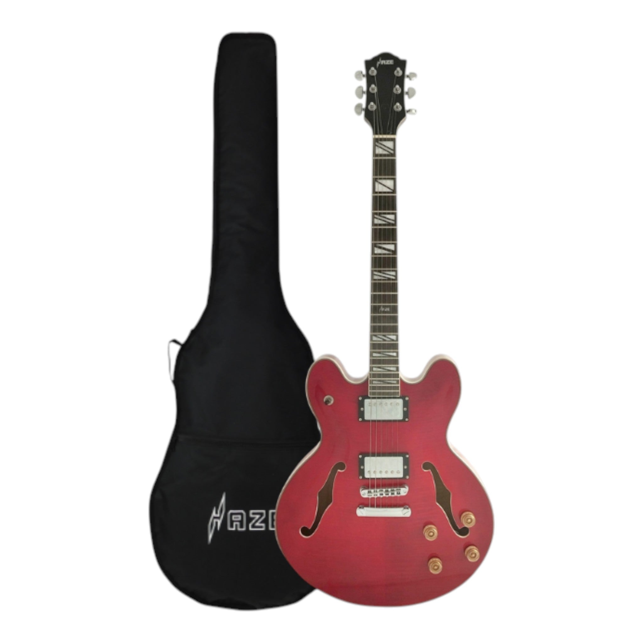 Haze SEG272 Cherry Red Semi-Hollow Electric Guitar with Dual Humbuckers