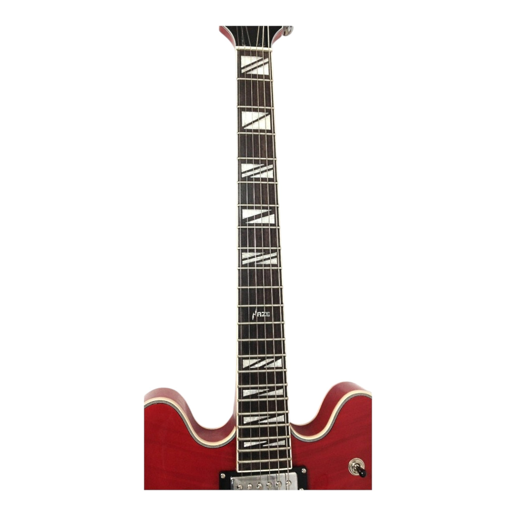 Haze SEG272 Cherry Red Left-Handed Semi-Hollow Electric Guitar with Dual Humbuckers