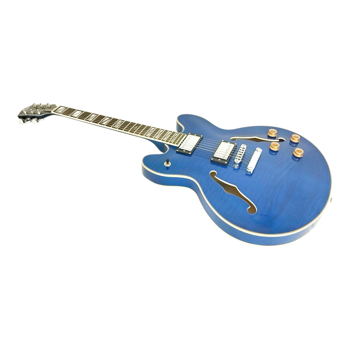 Haze SEG272 Deep Blue Semi-Hollow Electric Guitar with Dual Humbuckers
