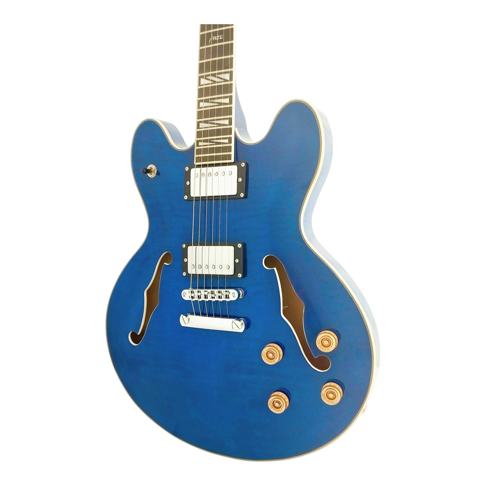 Haze SEG272 Deep Blue Semi-Hollow Electric Guitar with Dual Humbuckers