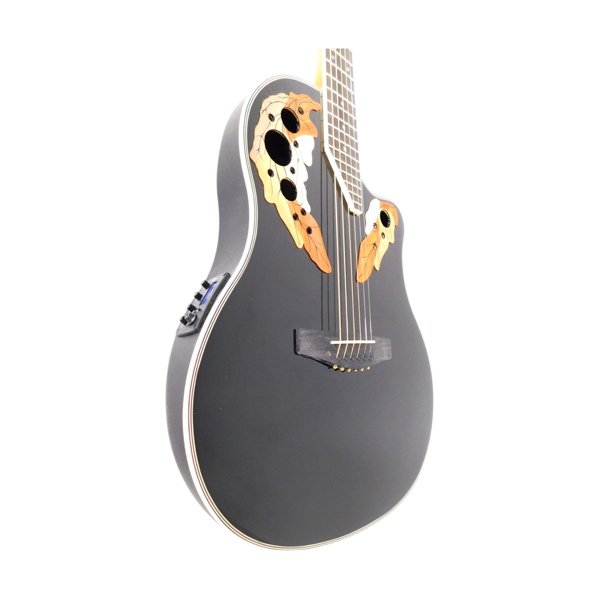 Haze SP723CEQBK Roundback Acoustic Guitar with Built-In Pickups & Tuner – Black, Includes Accessories & Optional 10W Amp