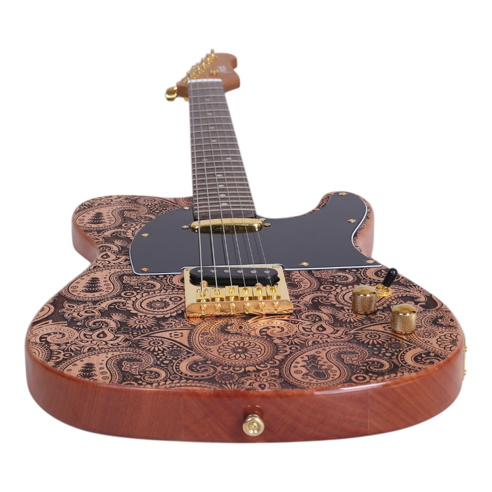 Haze TL197 Engraved Woodgrain "Buta" Electric Guitar with Single Coils