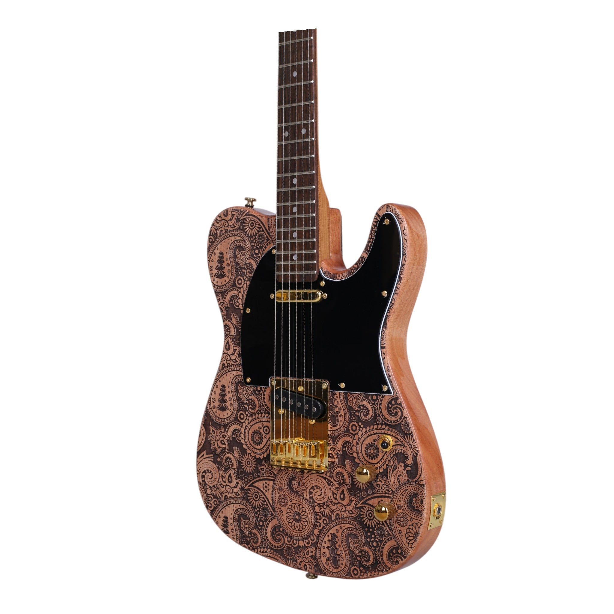 Haze TL197 Engraved Woodgrain "Buta" Electric Guitar with Single Coils