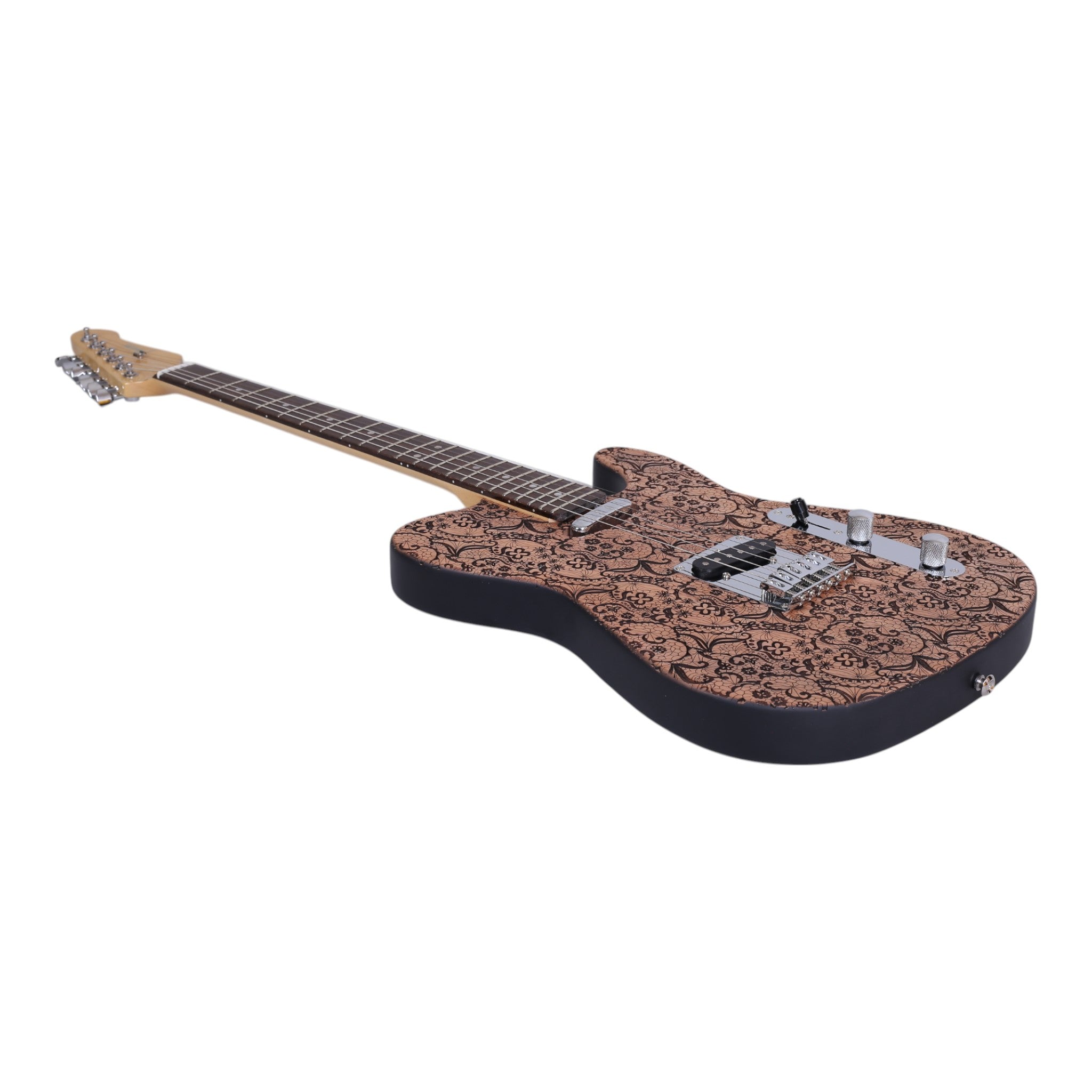 Haze TL197 Engraved Woodgrain "Rosethorn" Electric Guitar with Single Coils