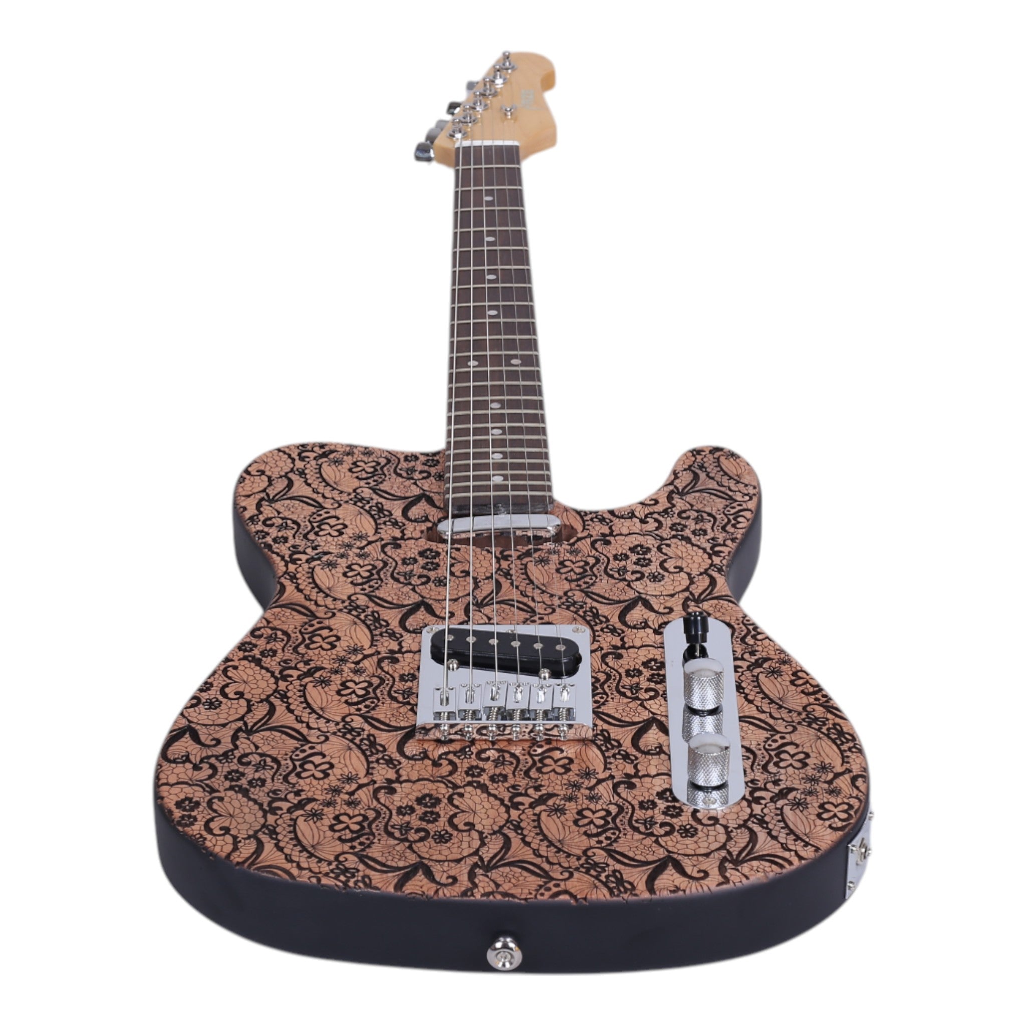 Haze TL197 Engraved Woodgrain "Rosethorn" Electric Guitar with Single Coils