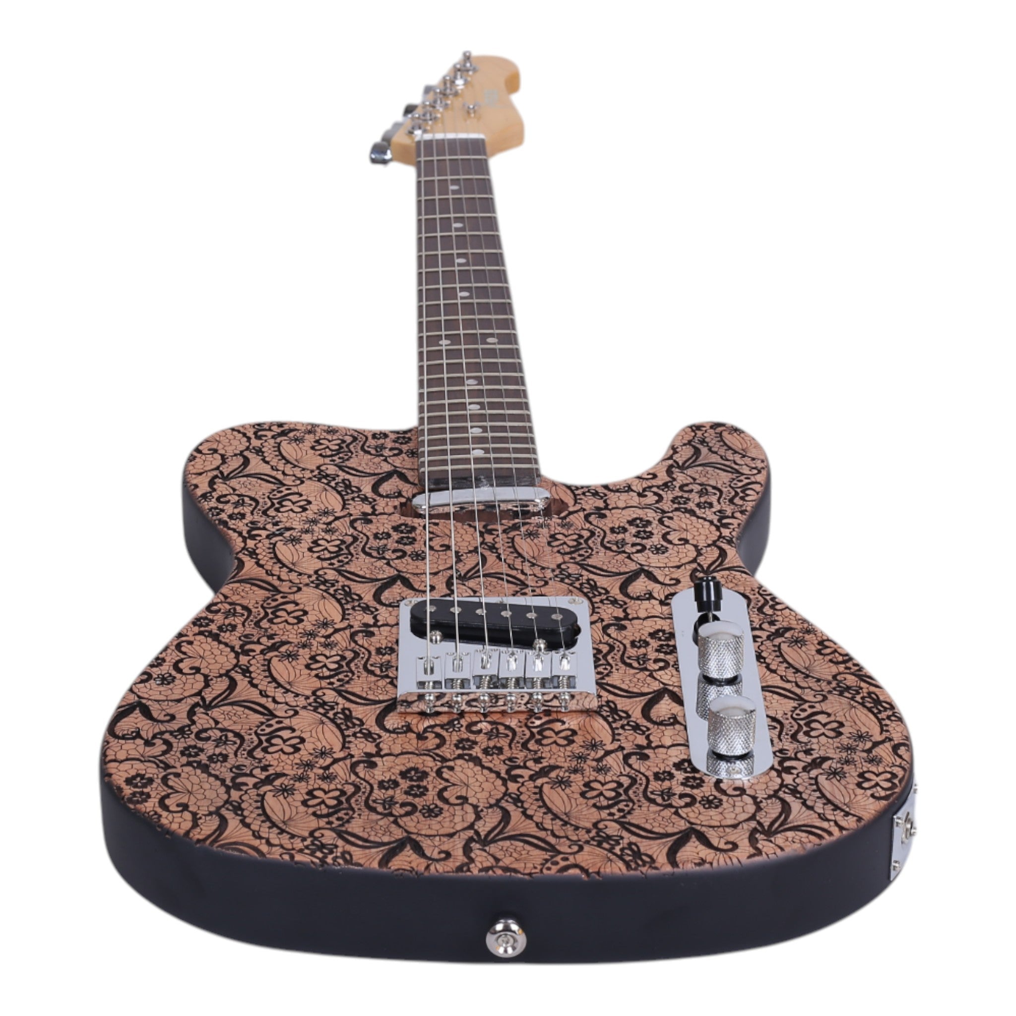 Haze TL197 Engraved Woodgrain "Rosethorn" Electric Guitar with Single Coils