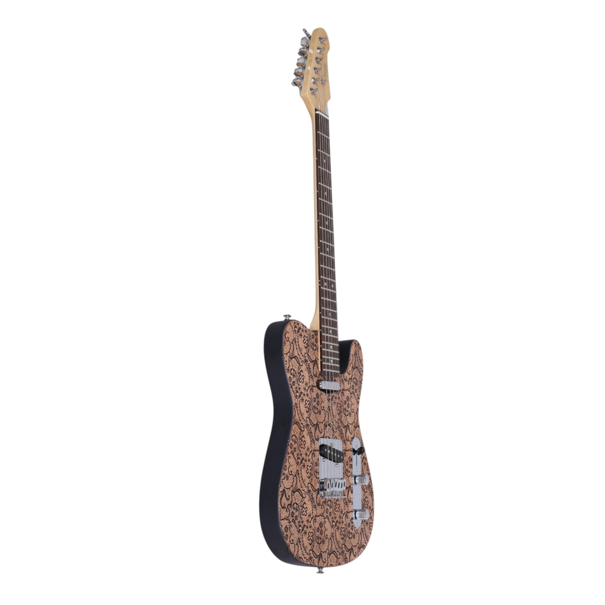 Haze TL197 Engraved Woodgrain "Rosethorn" Electric Guitar with Single Coils
