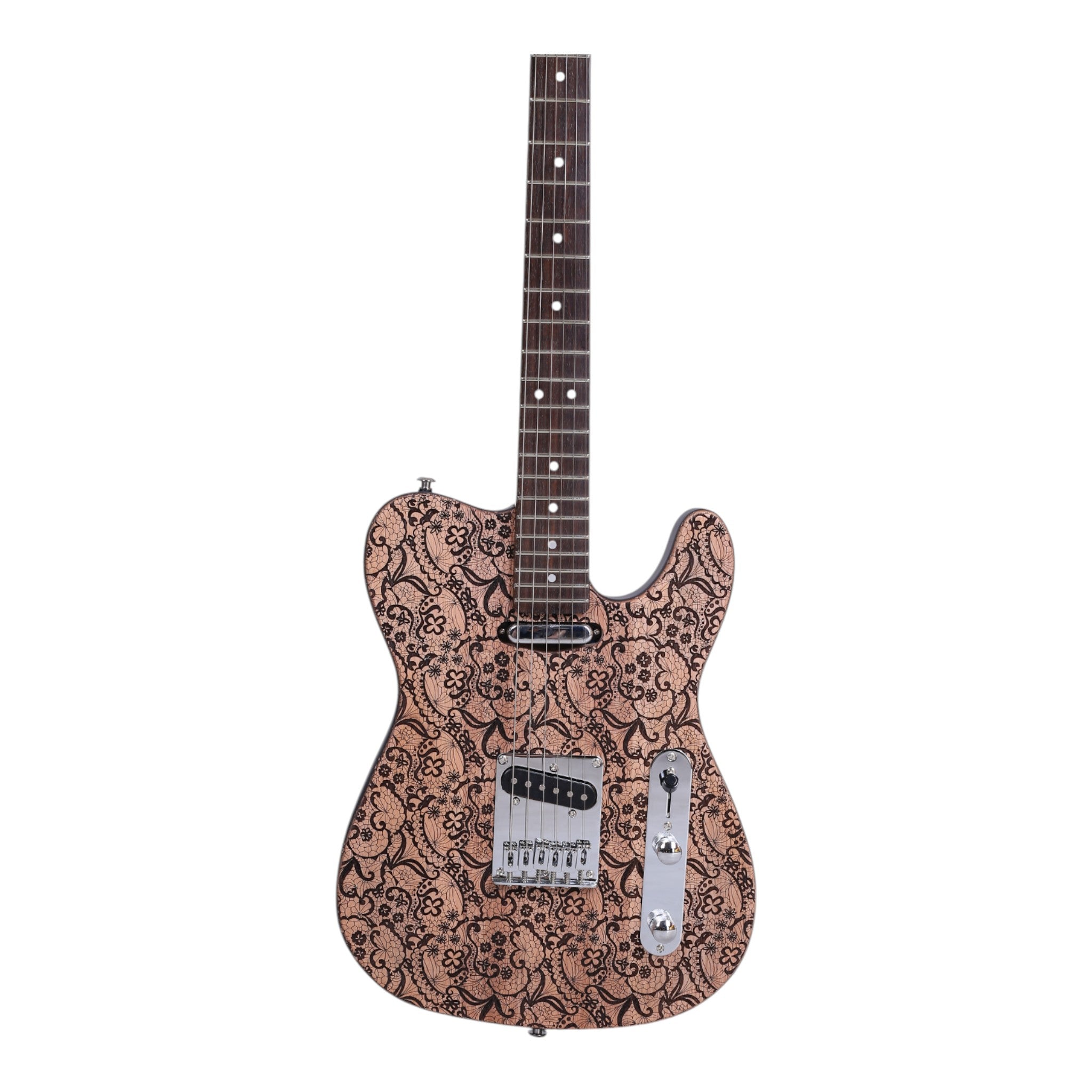 Haze TL197 Engraved Woodgrain "Rosethorn" Electric Guitar with Single Coils