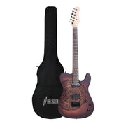 Haze TL197 Engraved Vintageburst "Aztec Sun" HH Electric Guitar with Dual Humbuckers