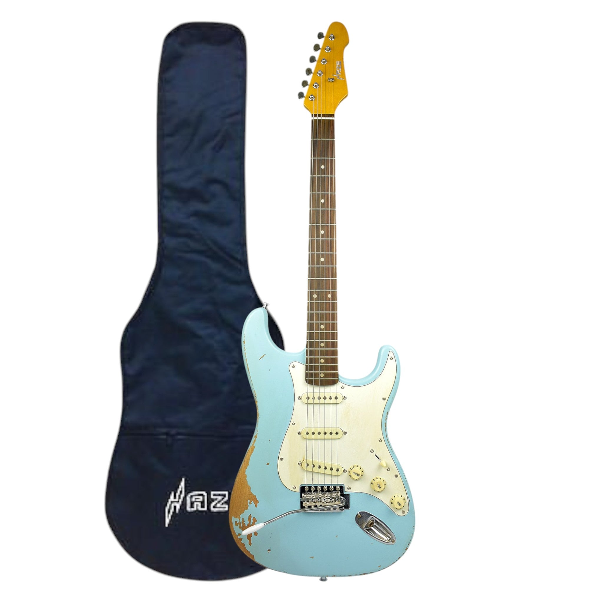 Haze HSVT Retro Blue Relic Electric Guitar with Whammy Bar