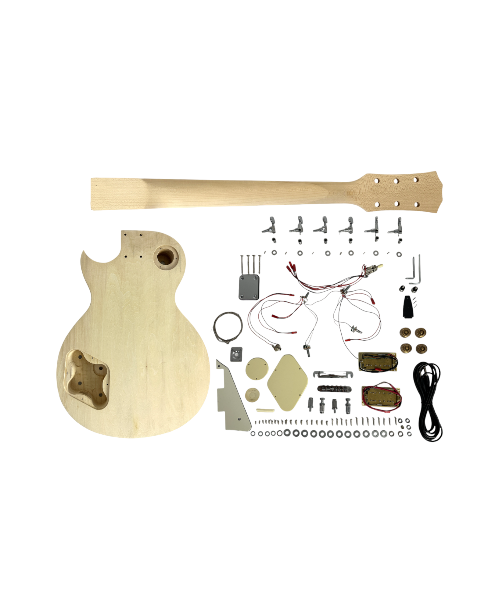 E238PBDIY Solid Body Electric Guitar DIY Kit, No-Soldering, Flame Maple Veneer