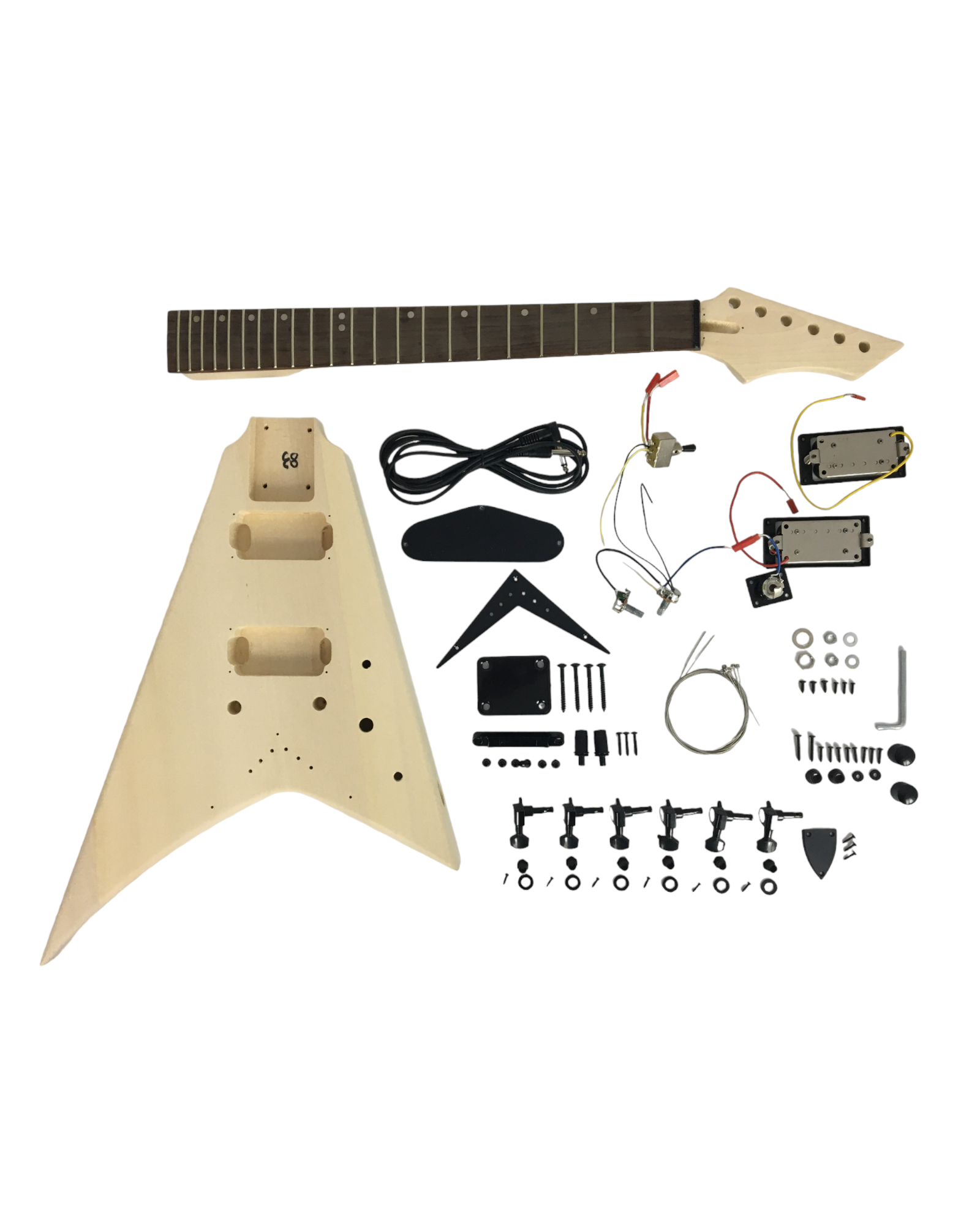 Pre-Order (Est. End of Jan 2026): HSFV1950BHDIY Solid Basswood Body Electric Guitar DIY Kit, No-Soldering, H-H