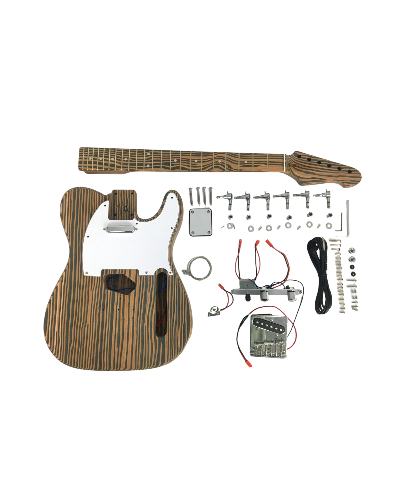 E500TLDIY Technical ZebraWood Body+Neck, No-Soldering Electric Guitar DIY Kit