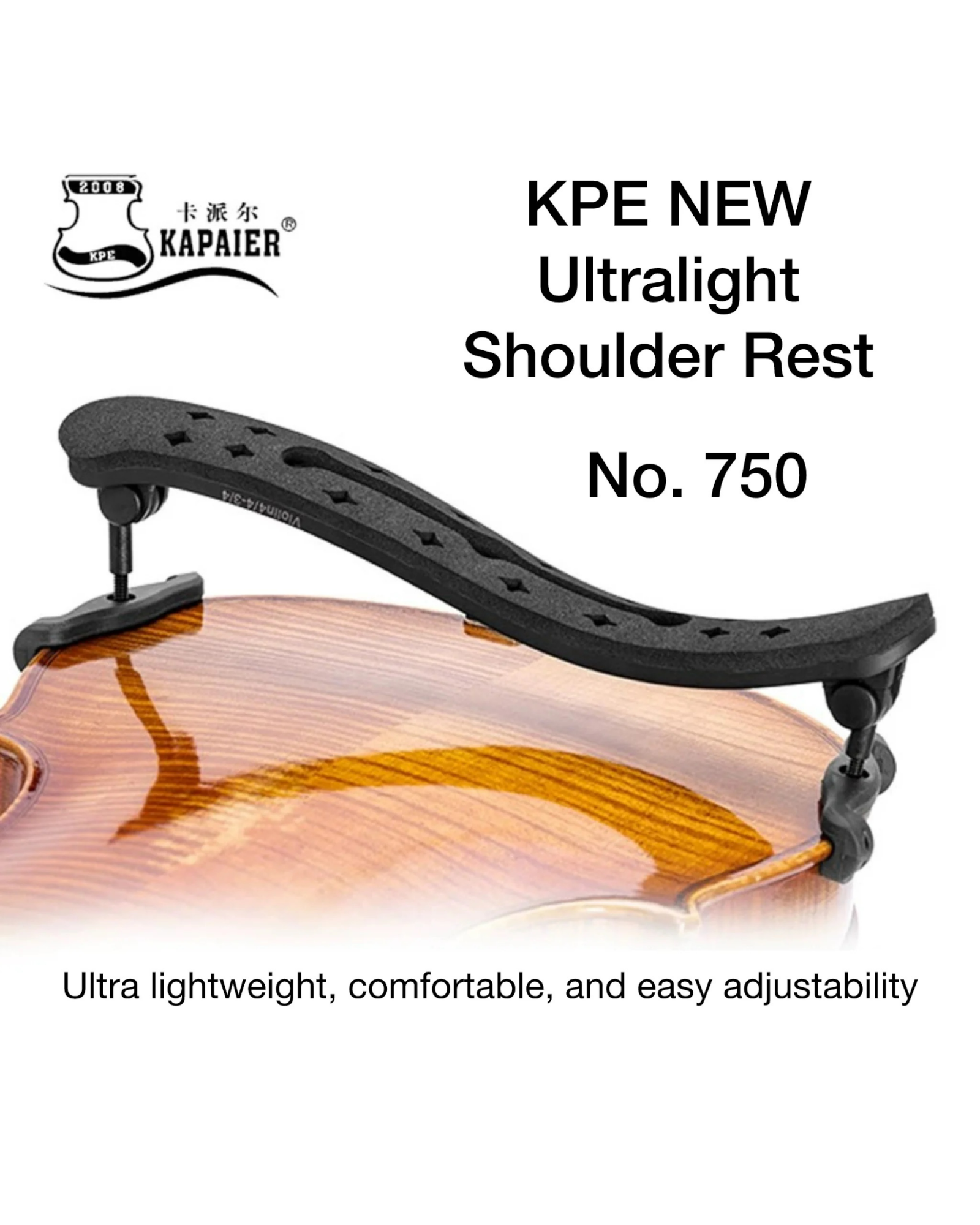 Kapaier Ultralight Violin Shoulder Rest for 3/4 and 4/4 Size - NO750