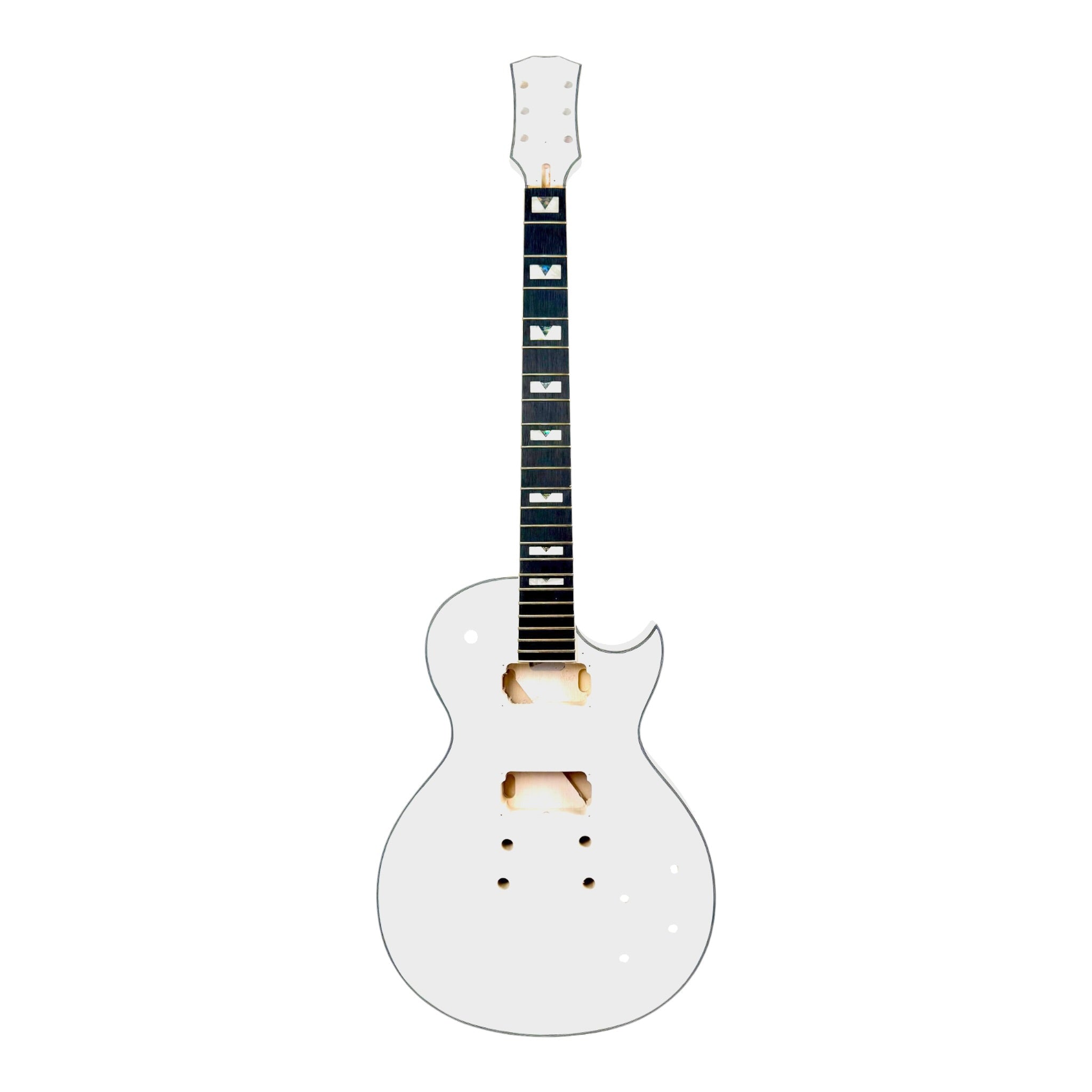E238DIYWH White-Primed Arched Top Solid Basswood Body Maple Set-Neck HLP H-H Electric Guitar DIY Kit - Complete No-Soldering w/ 3-Ply Ivory Trims & Chrome Hardware