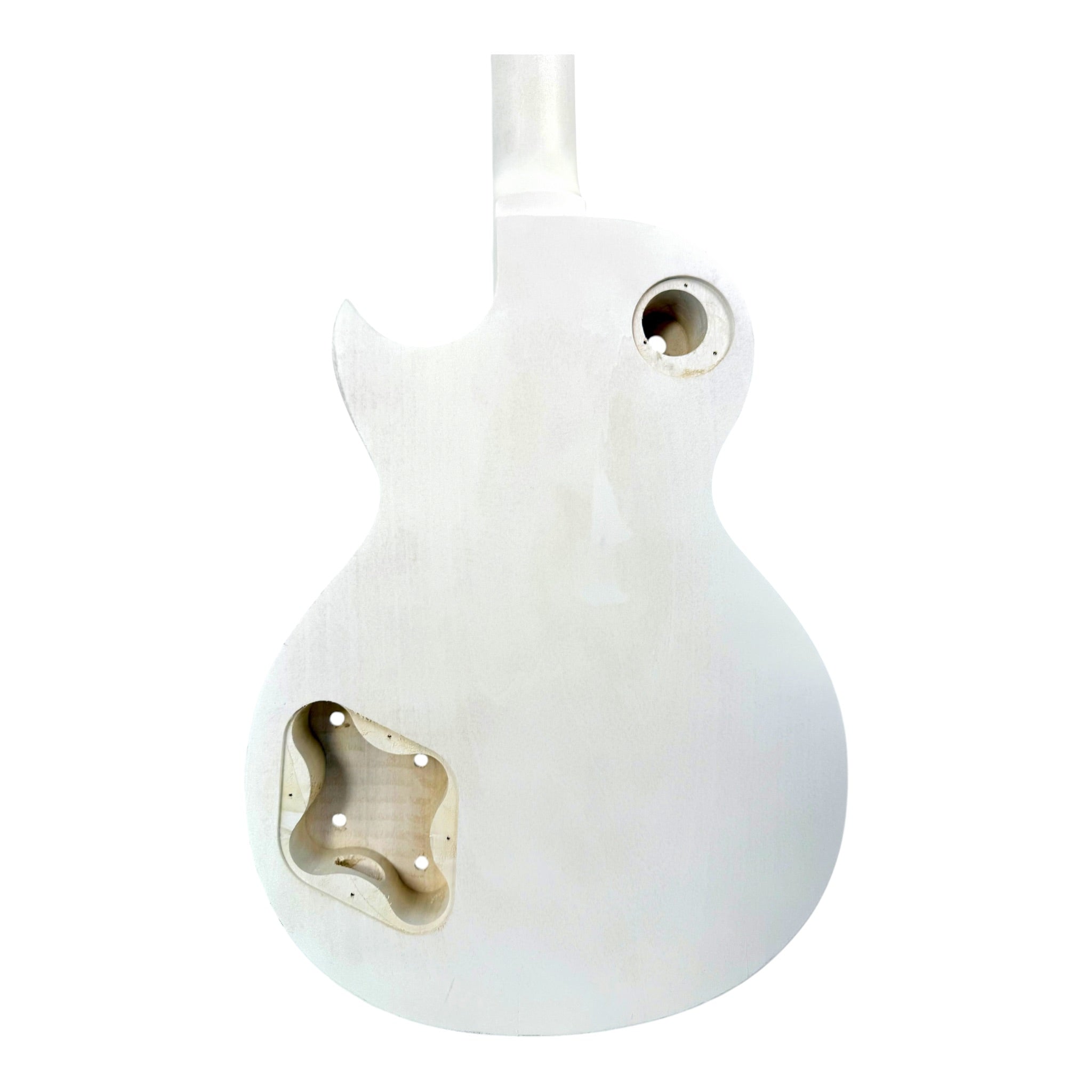 E238DIYWH White-Primed Arched Top Solid Basswood Body Maple Set-Neck HLP H-H Electric Guitar DIY Kit - Complete No-Soldering w/ 3-Ply Ivory Trims & Chrome Hardware